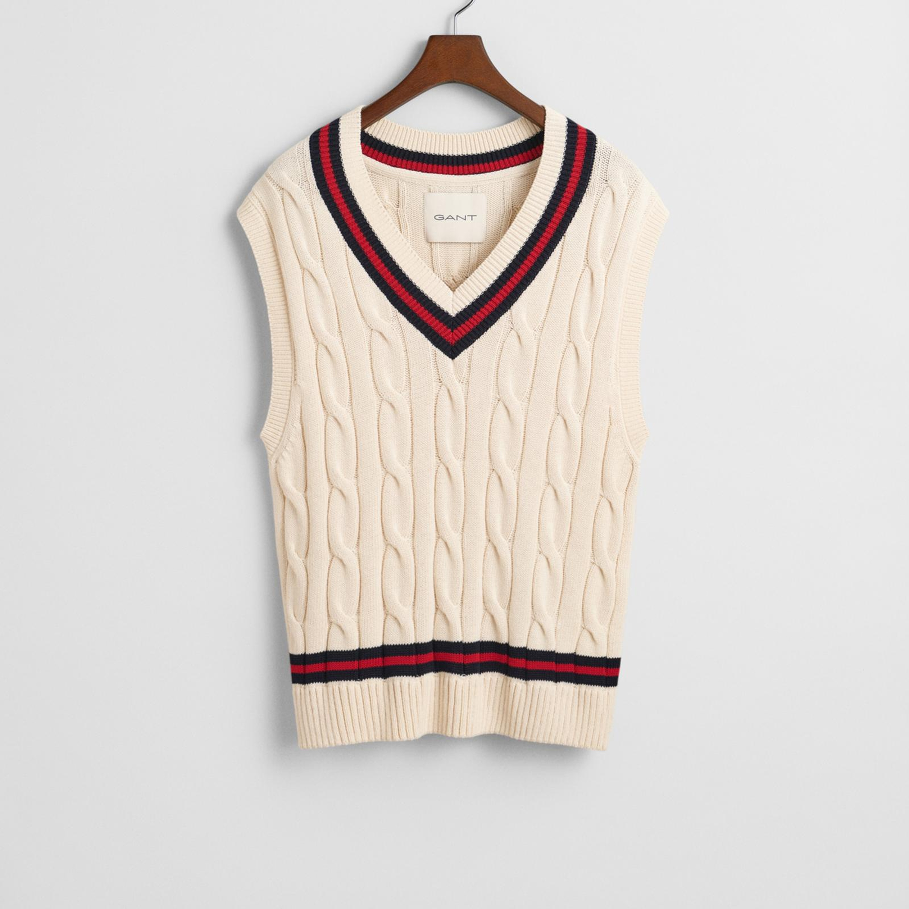 GANT Erkek Krem Relaxed Fit V Yaka Süveter