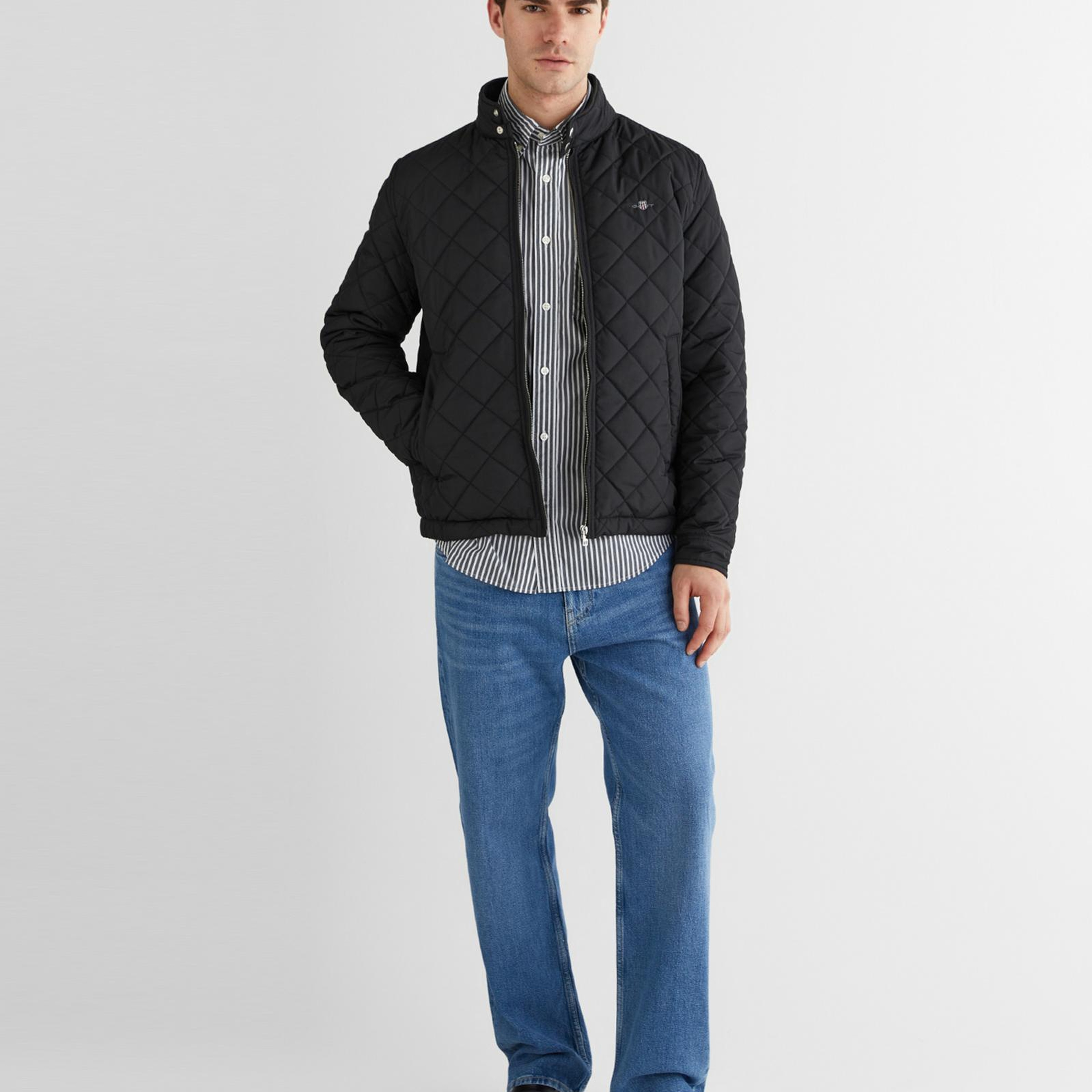 GANT Erkek Siyah Dik Yaka Logolu Ceket