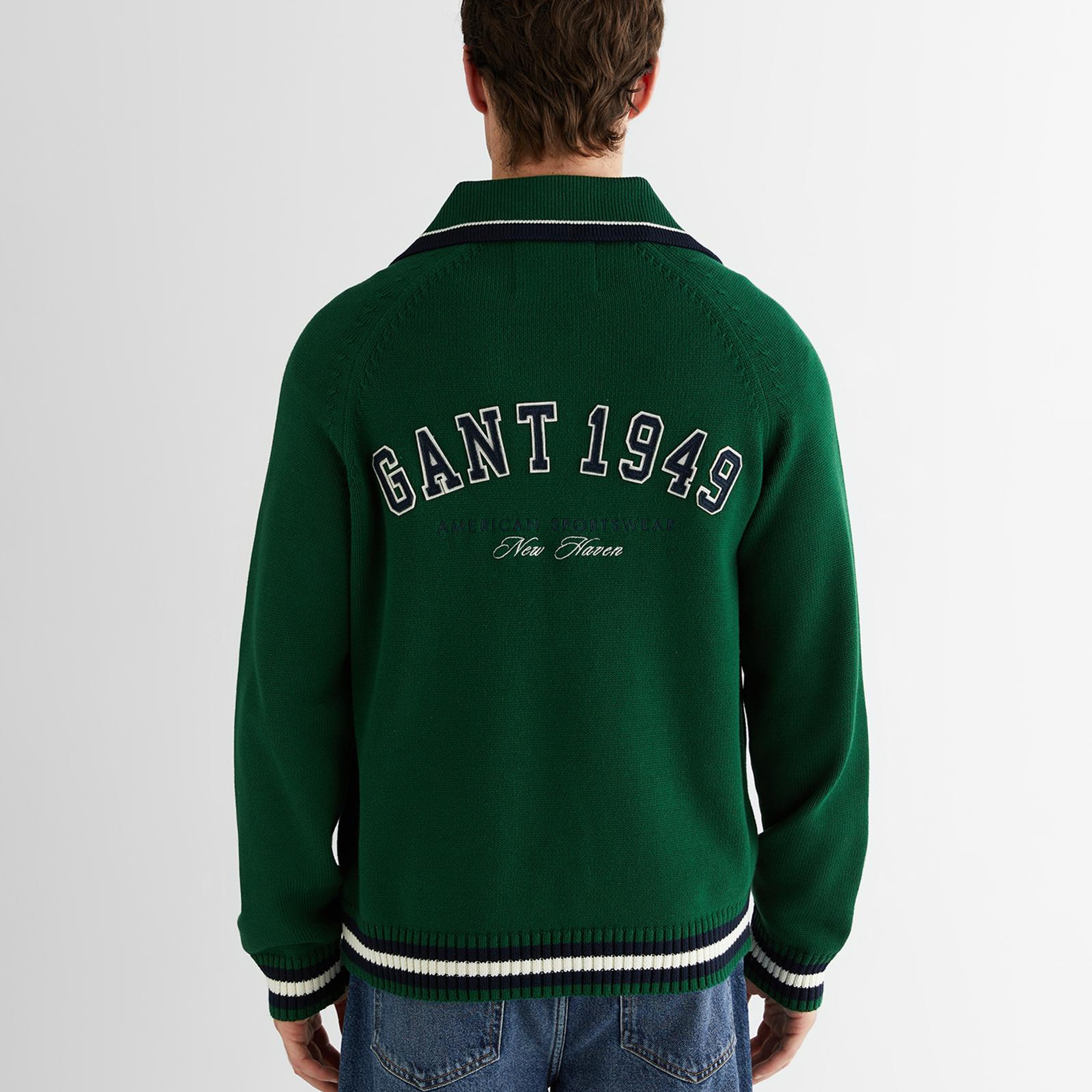 GANT Erkek Yeşil Relaxed Fit Fermuarlı Hırka