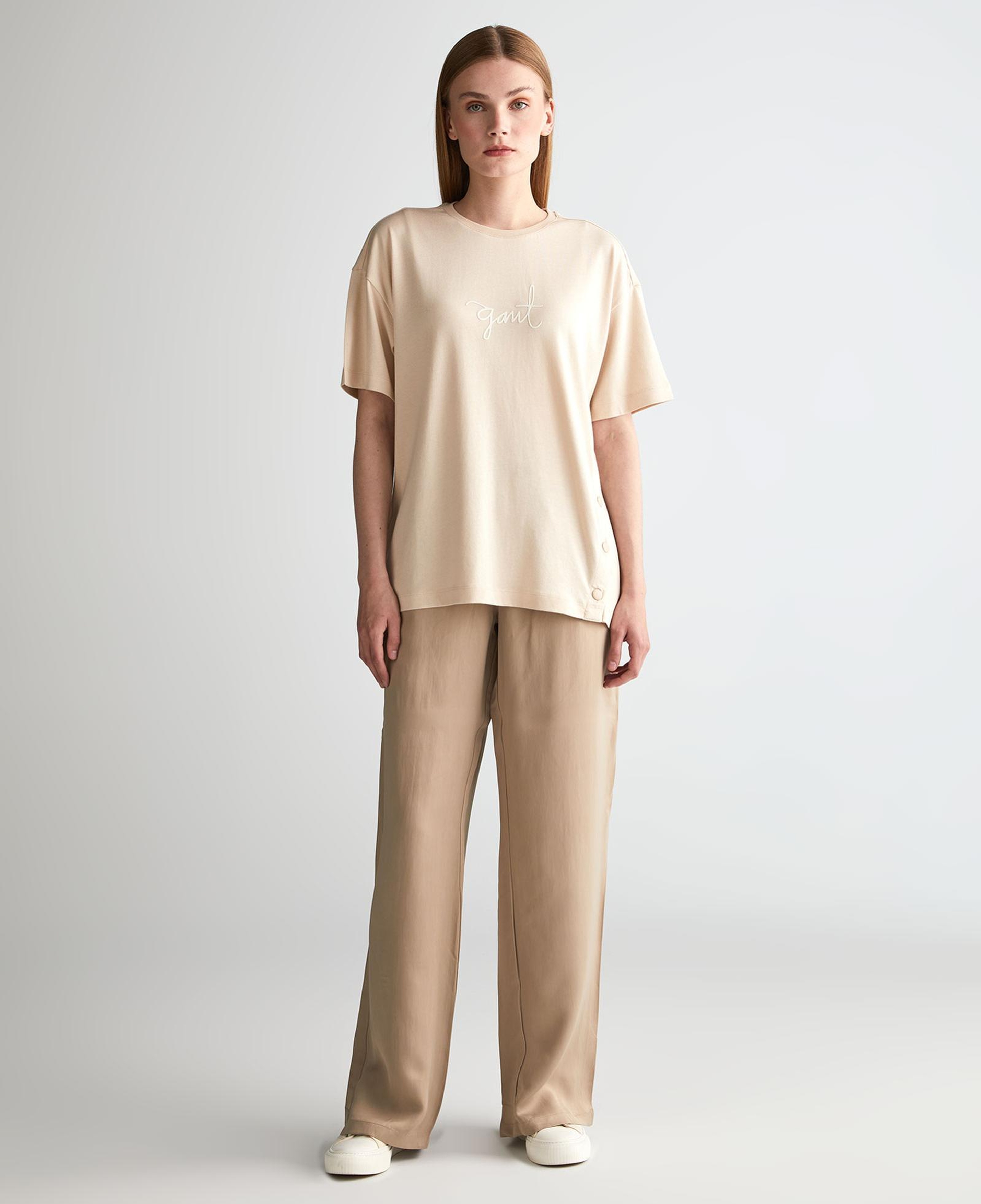 GANT Kadın Krem Oversize Fit T-Shirt