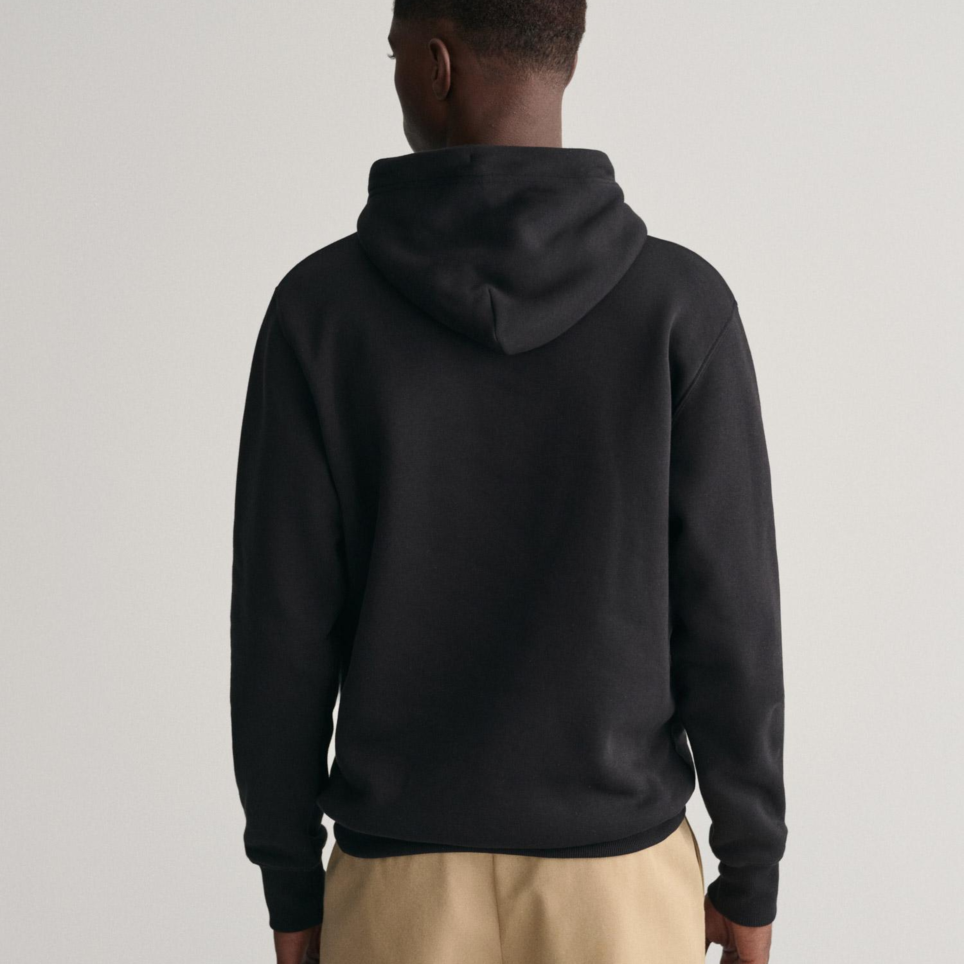 GANT Erkek Siyah Regular Fit Kapüşonlu Sweatshirt