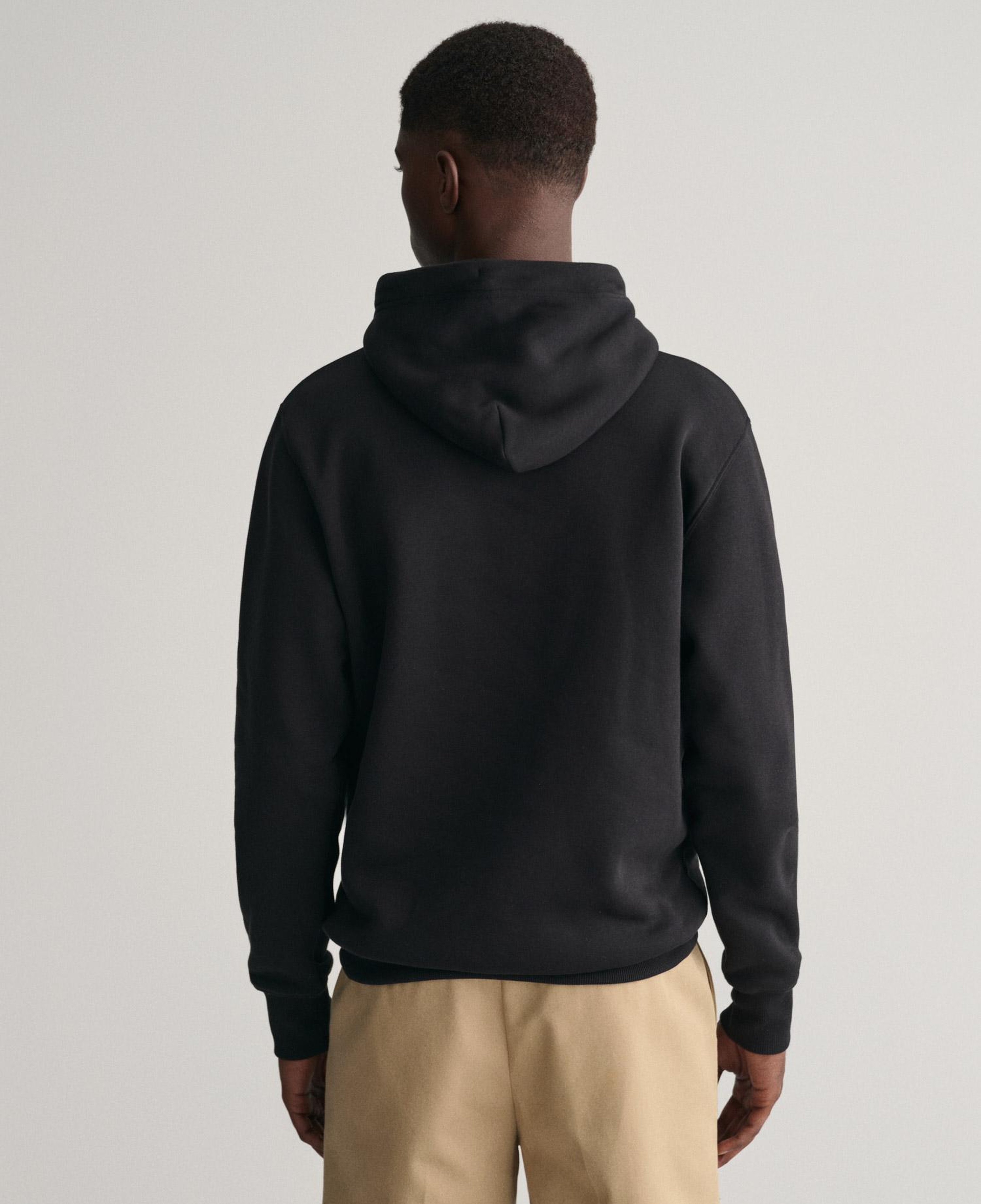 GANT Erkek Siyah Regular Fit Kapüşonlu Sweatshirt