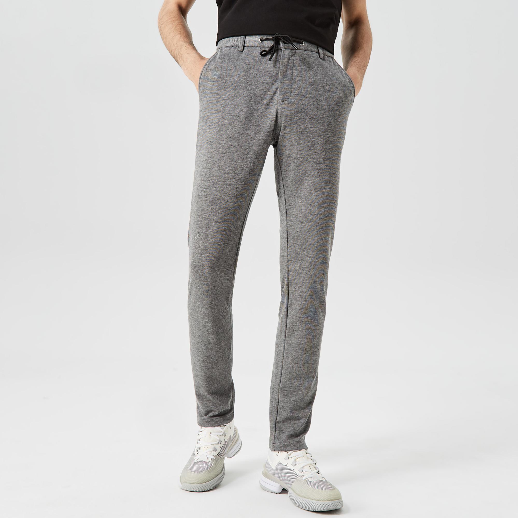 Erkek Tappered Fit Desenli Gri Pantolon