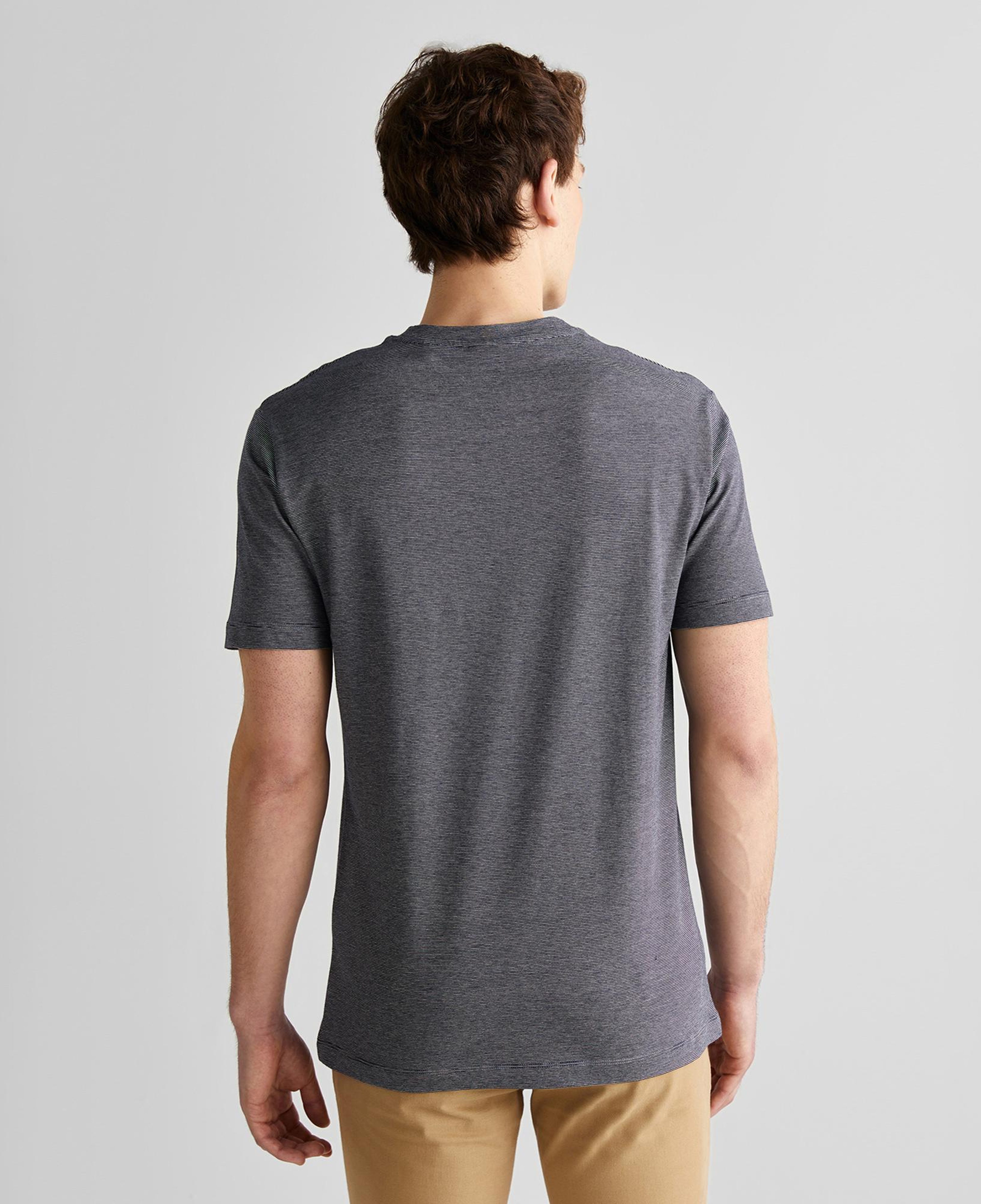 GANT Erkek Lacivert Regular Fit Bisiklet Yaka Çizgili T-Shirt