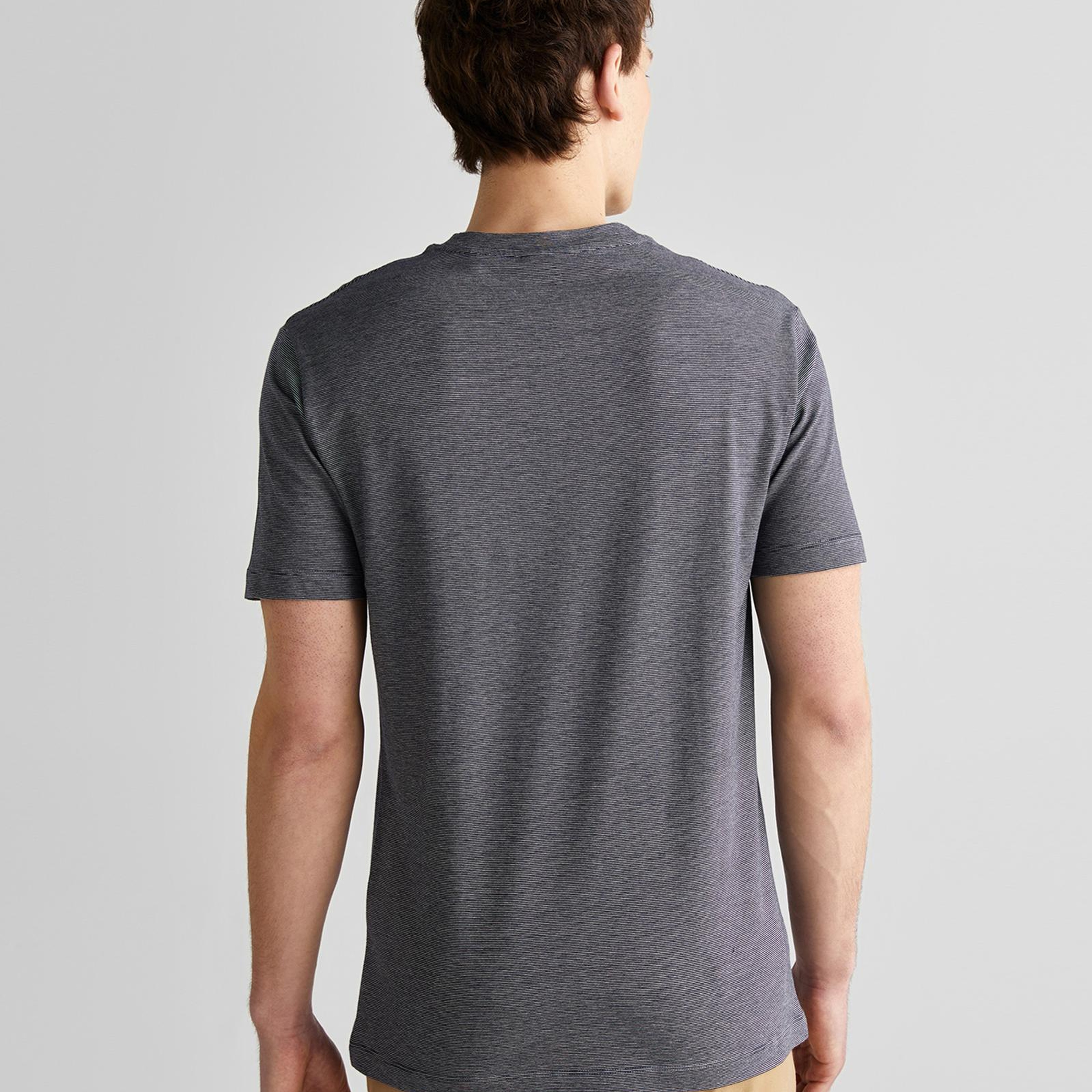 GANT Erkek Lacivert Regular Fit Bisiklet Yaka Çizgili T-Shirt