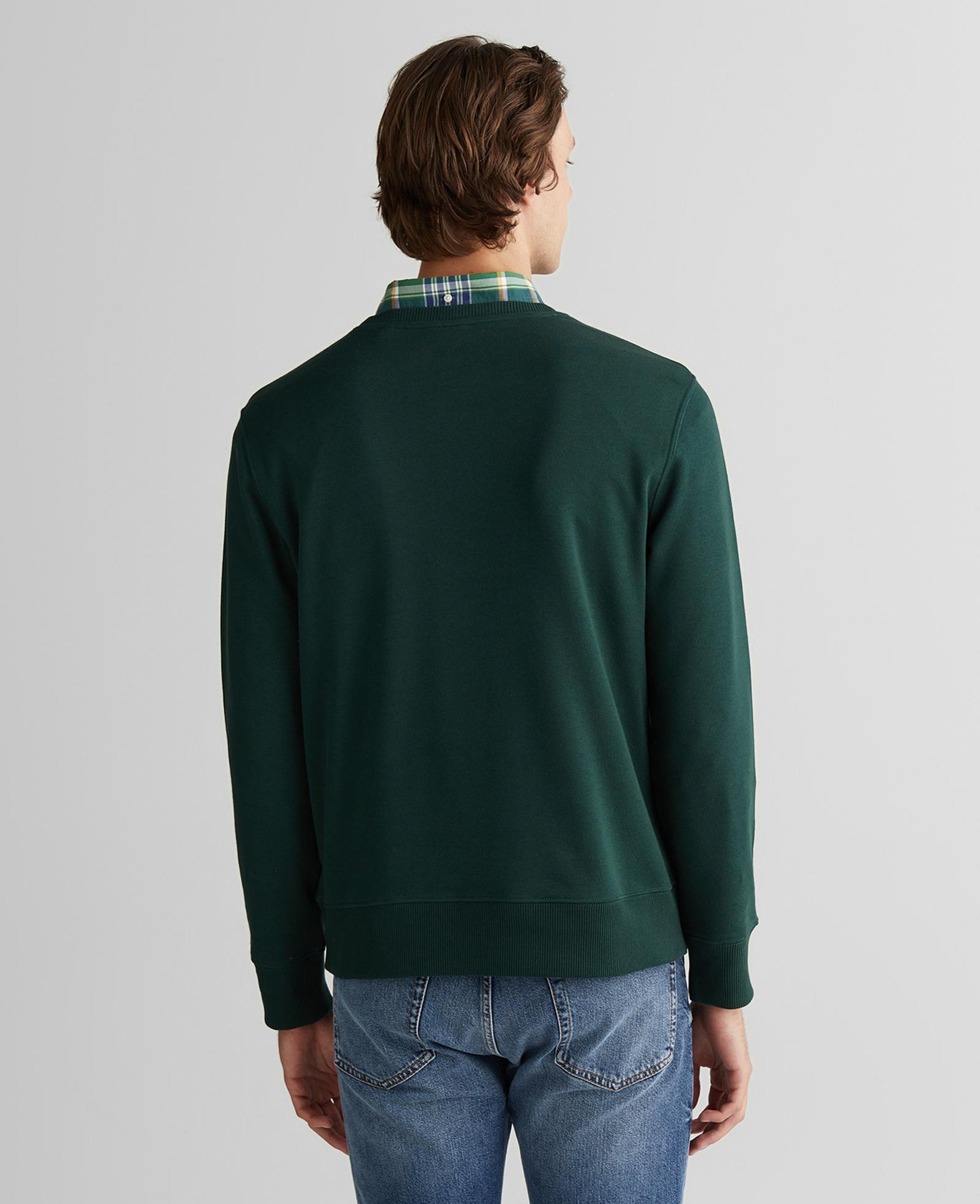 GANT Erkek Yeşil Regular Fit Bisiklet Yaka Logolu Sweatshirt