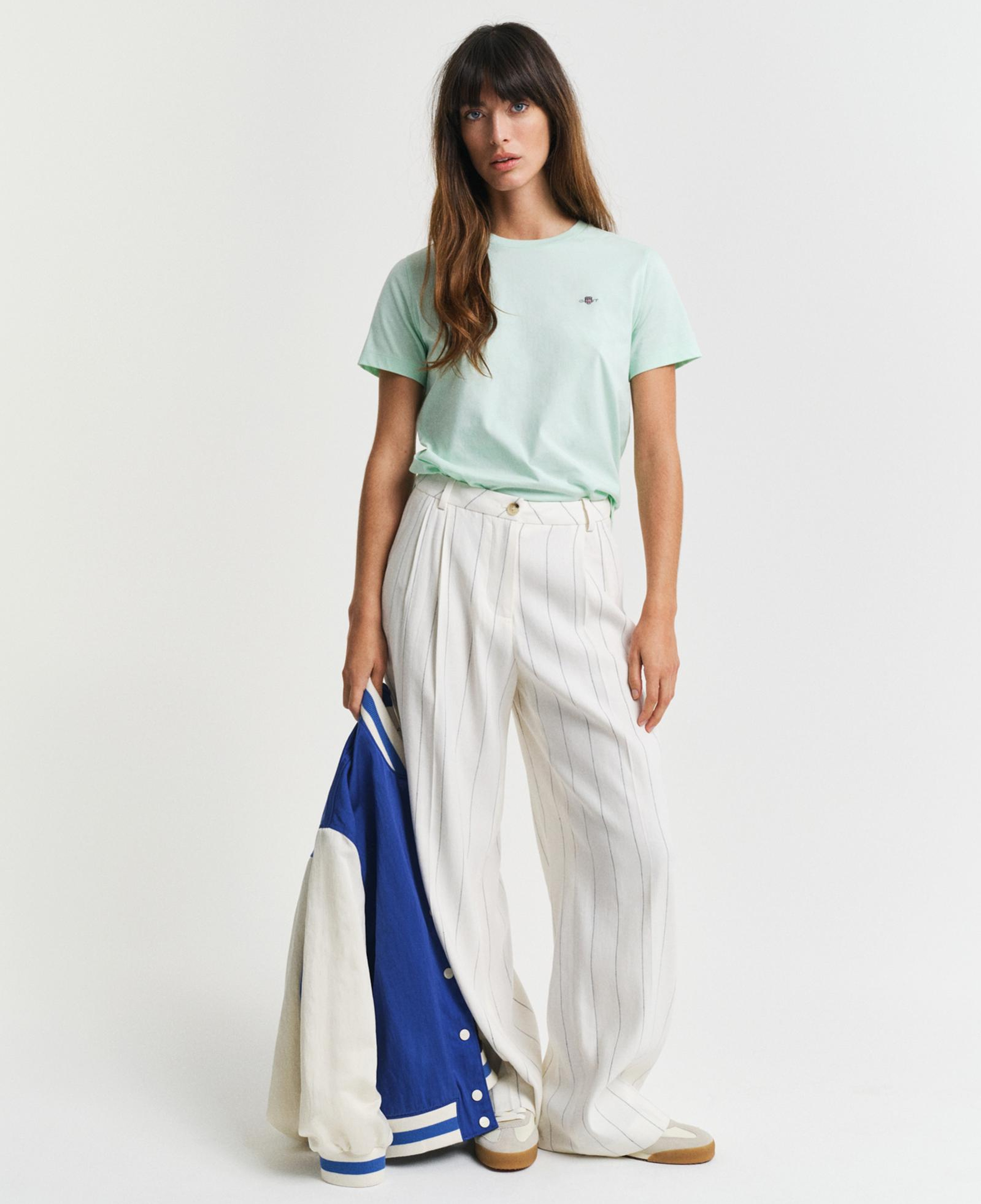 GANT Kadın Yeşil Regular Fit Bisiklet Yaka T-Shirt