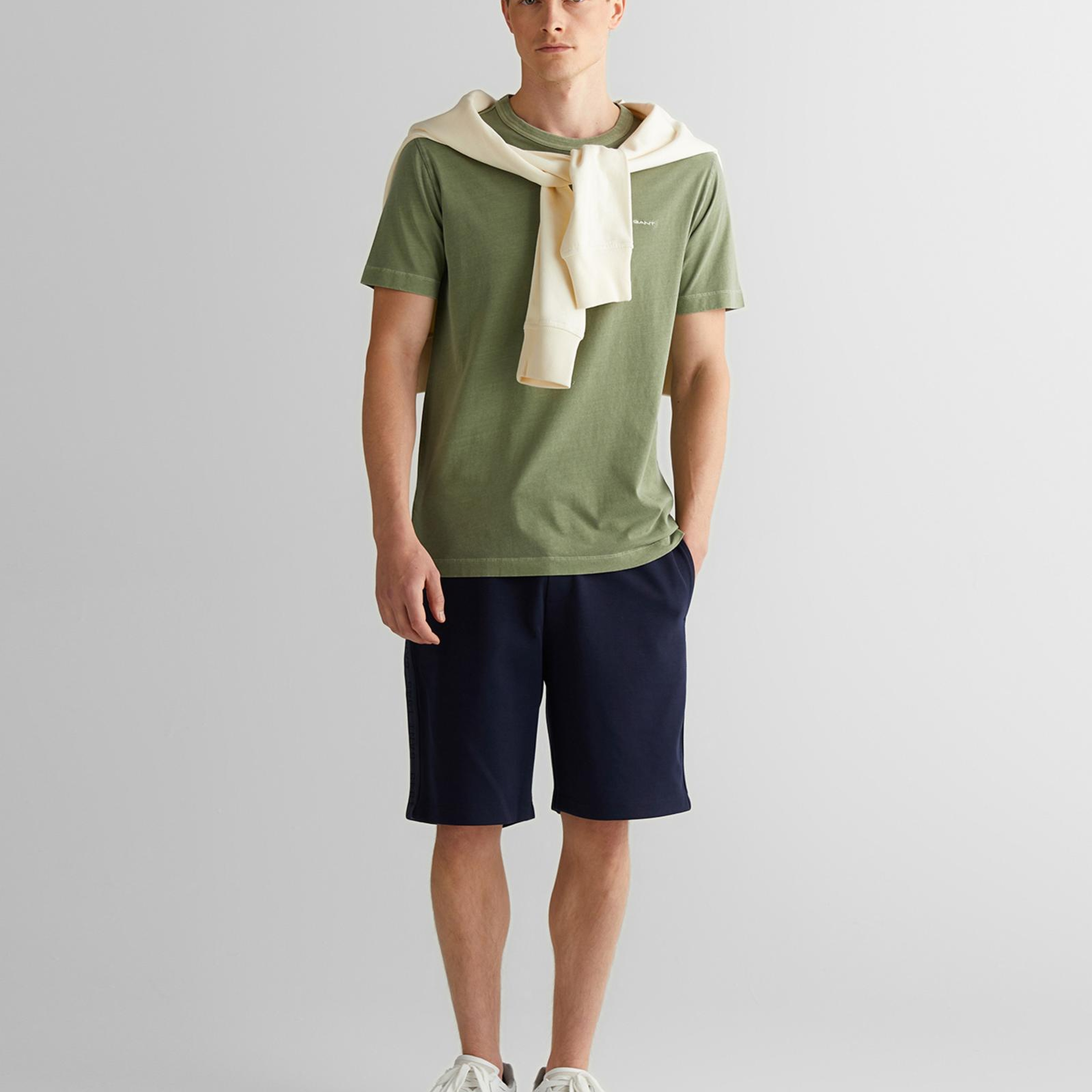 GANT Erkek Yeşil Regular Fit Bisiklet Yaka T-Shirt