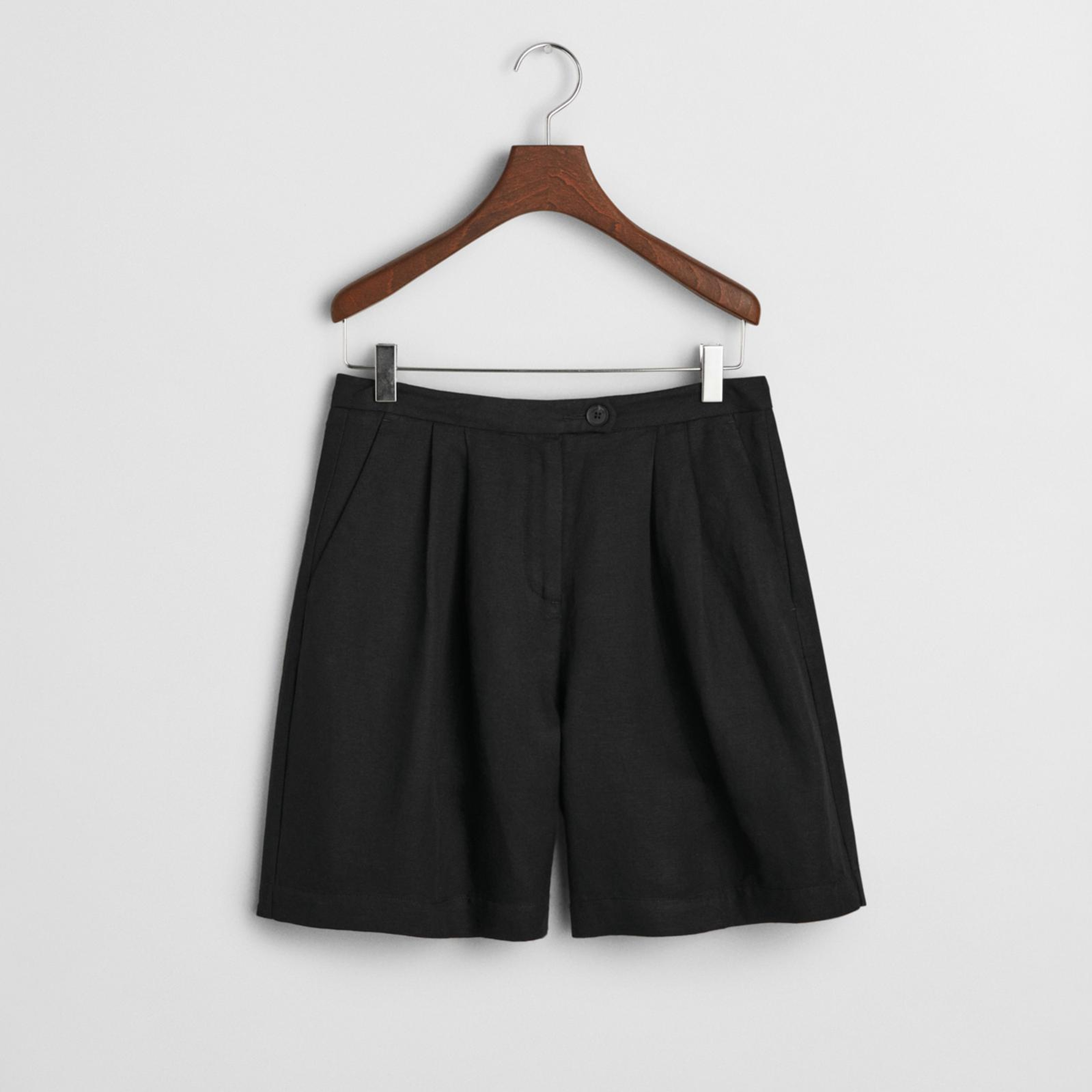 GANT Kadın Siyah Relaxed Fit Keten Şort