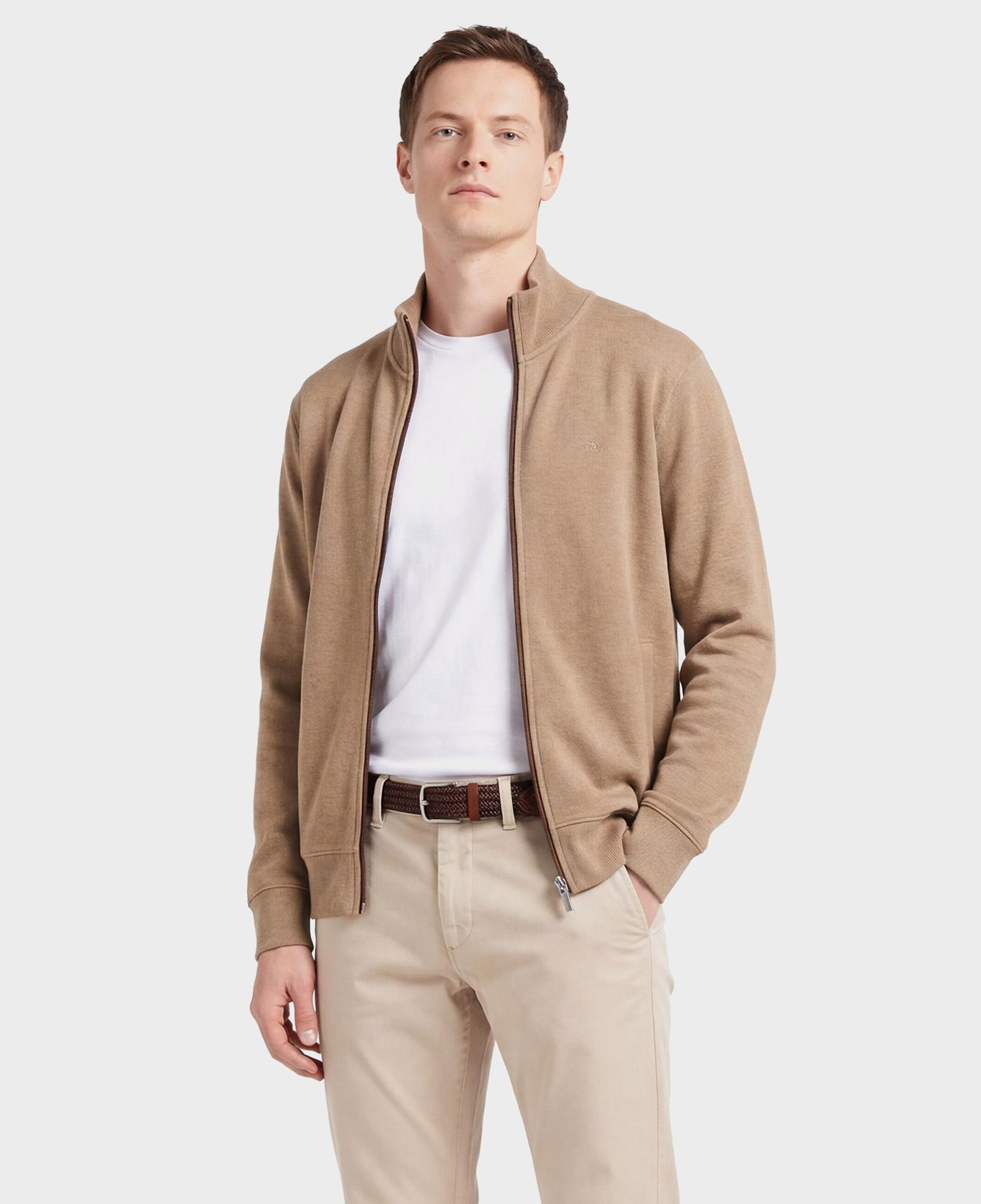 GANT Erkek Bej Regular Fit Fermuarlı Hırka