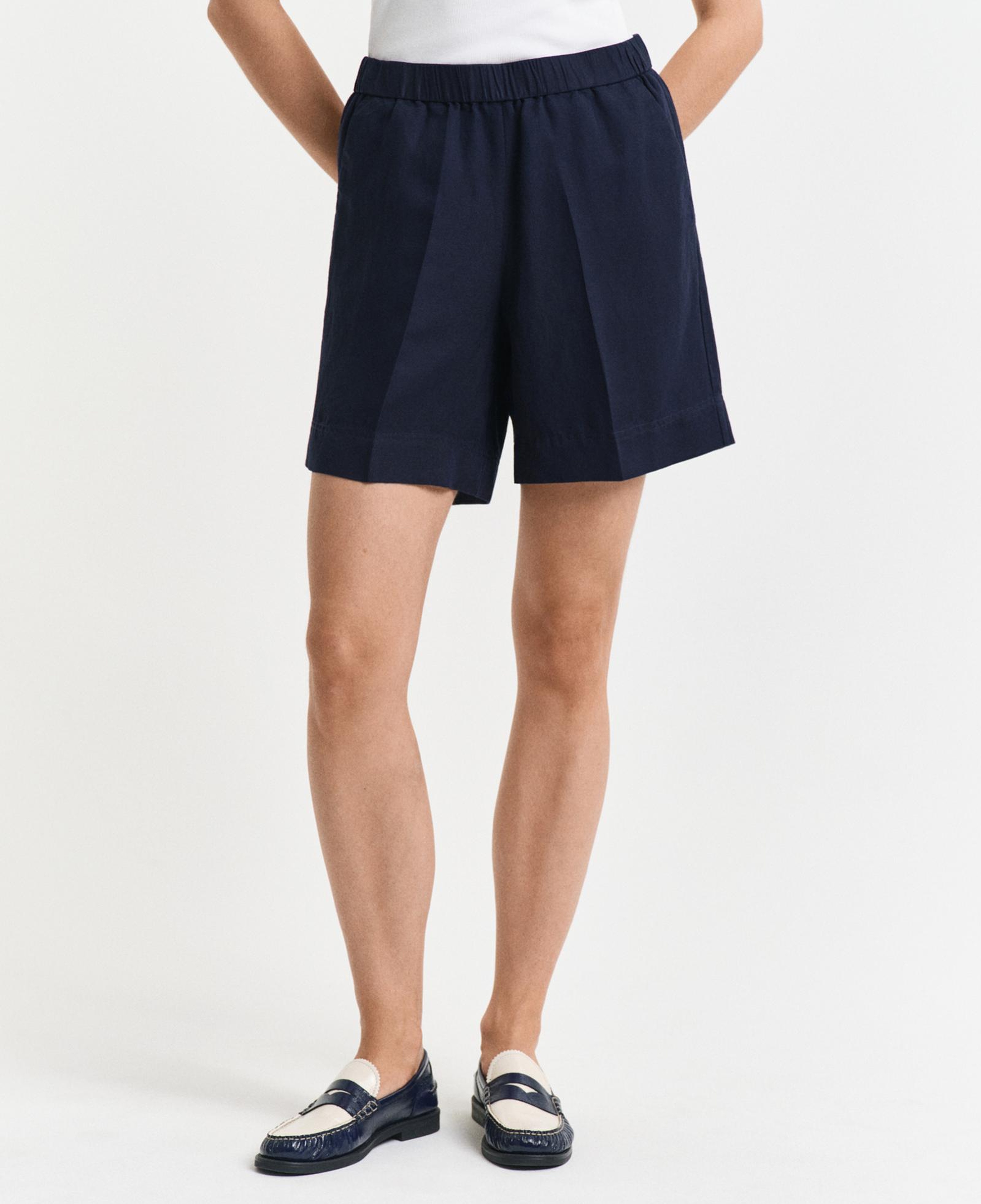 GANT Kadın Lacivert Relaxed Fit Keten Şort