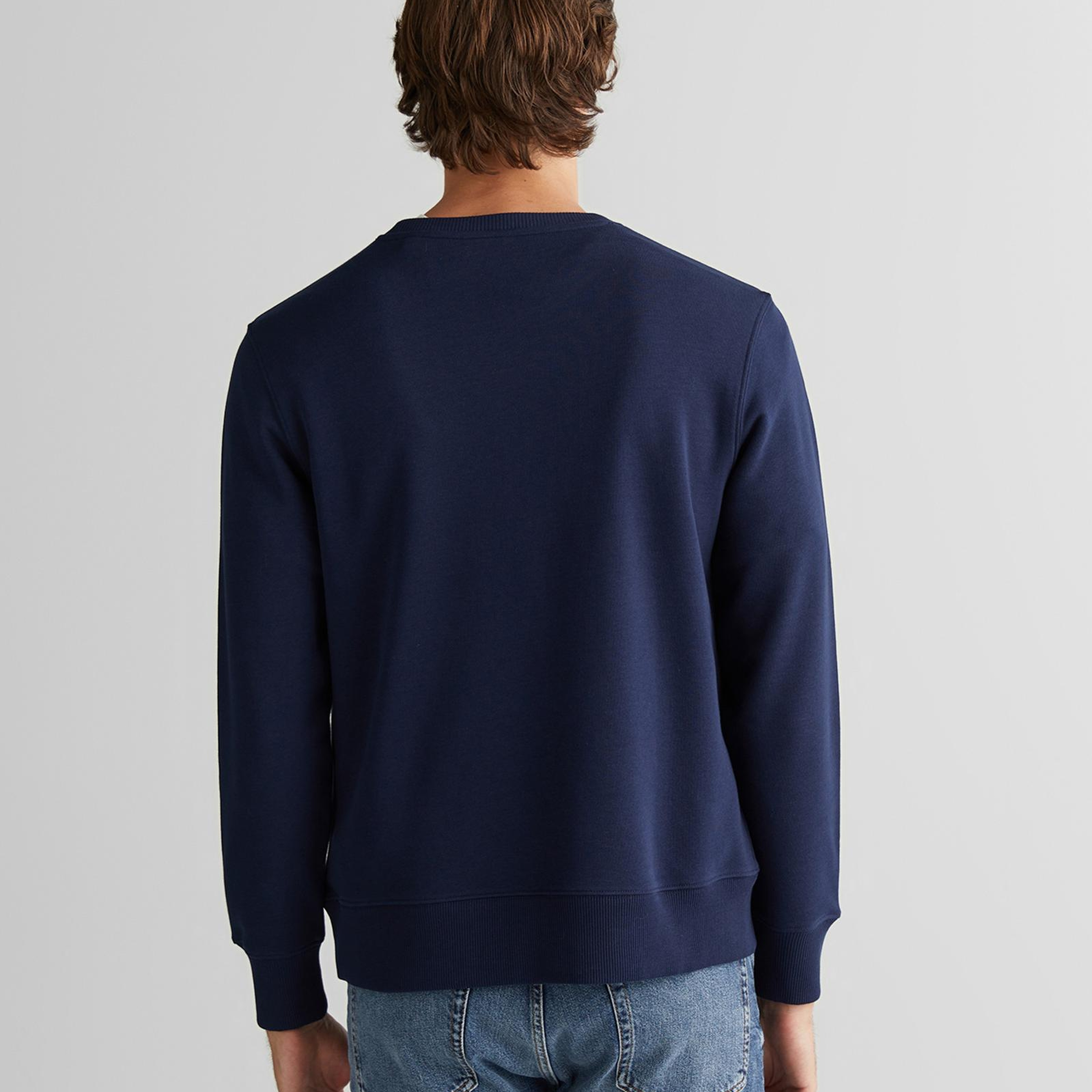 GANT Erkek Lacivert Regular Fit Bisiklet Yaka Logolu Sweatshirt
