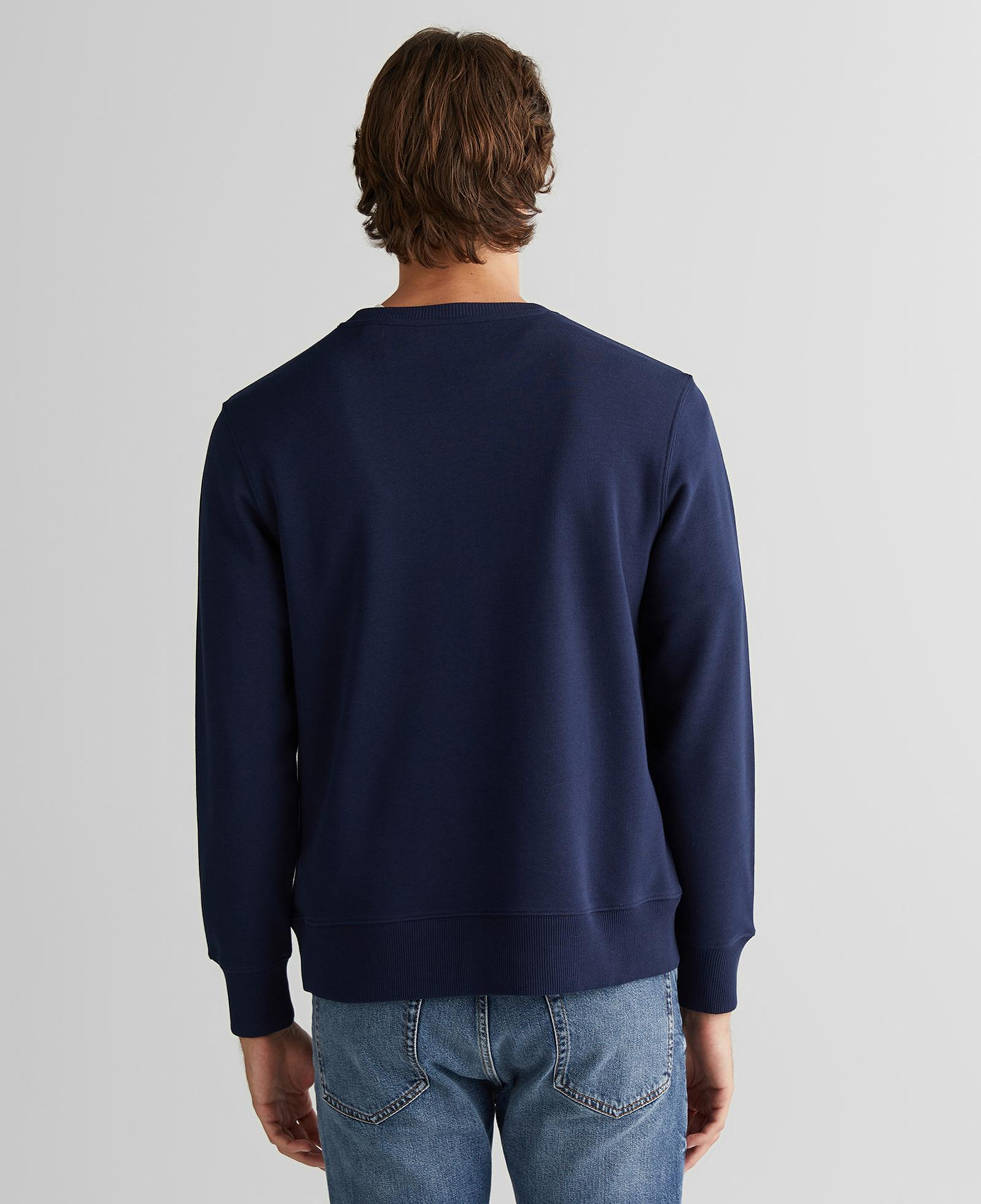 GANT Erkek Lacivert Regular Fit Bisiklet Yaka Logolu Sweatshirt