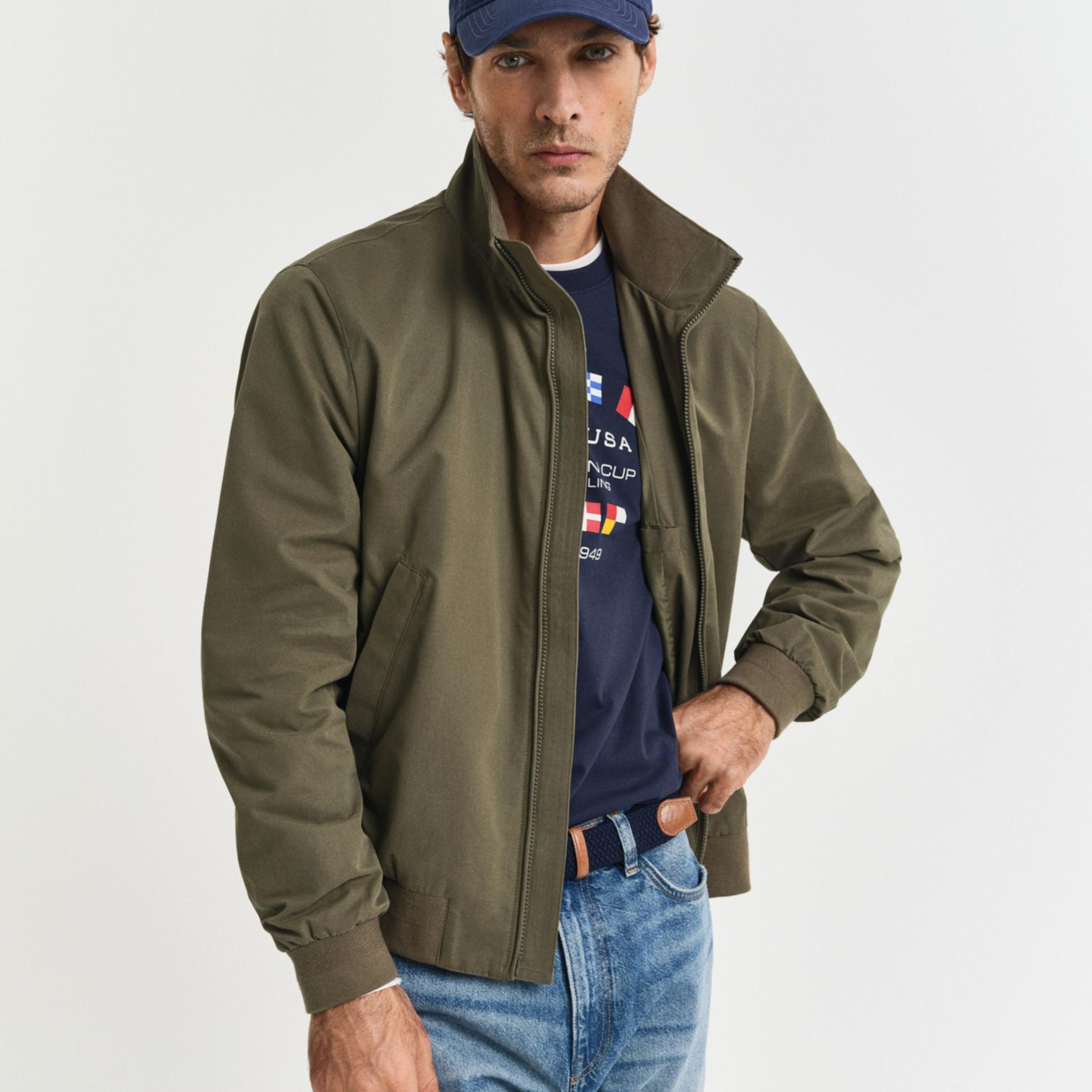 GANT Erkek Yeşil Regular Fit Dik Yaka Ceket