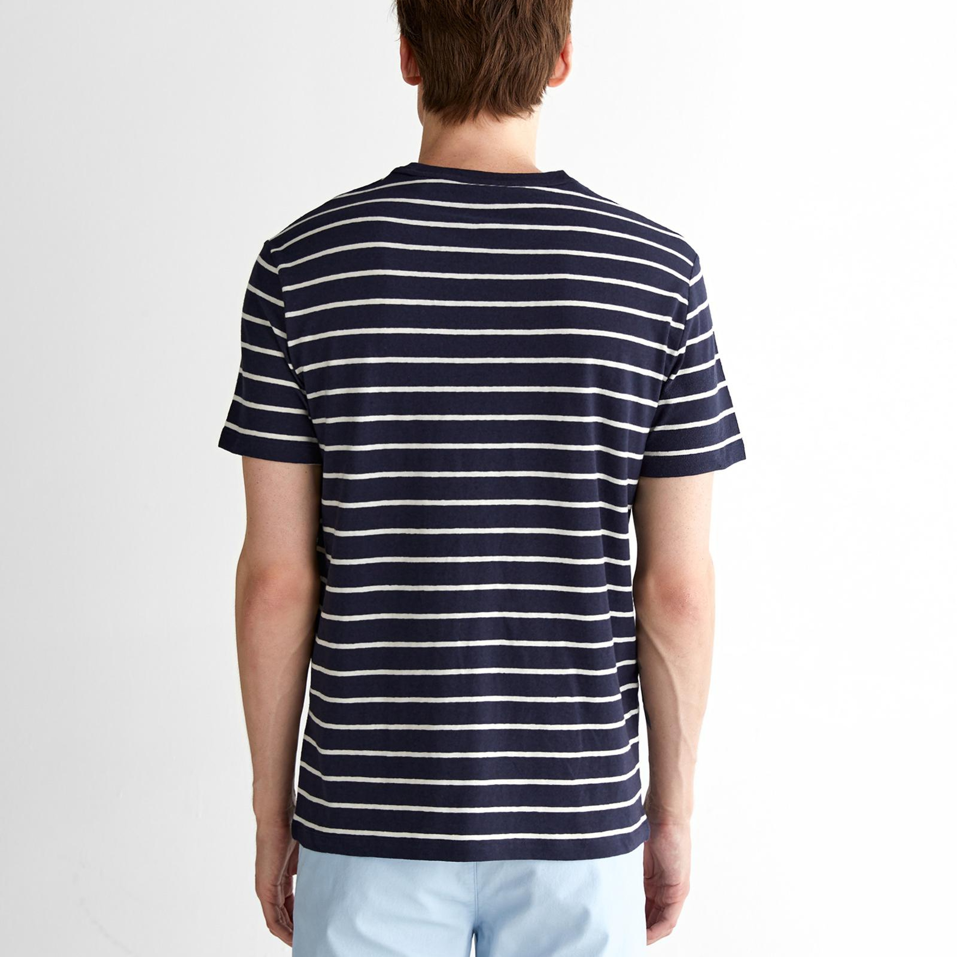 GANT Erkek Lacivert Regular Fit Bisiklet Yaka Çizgili T-Shirt