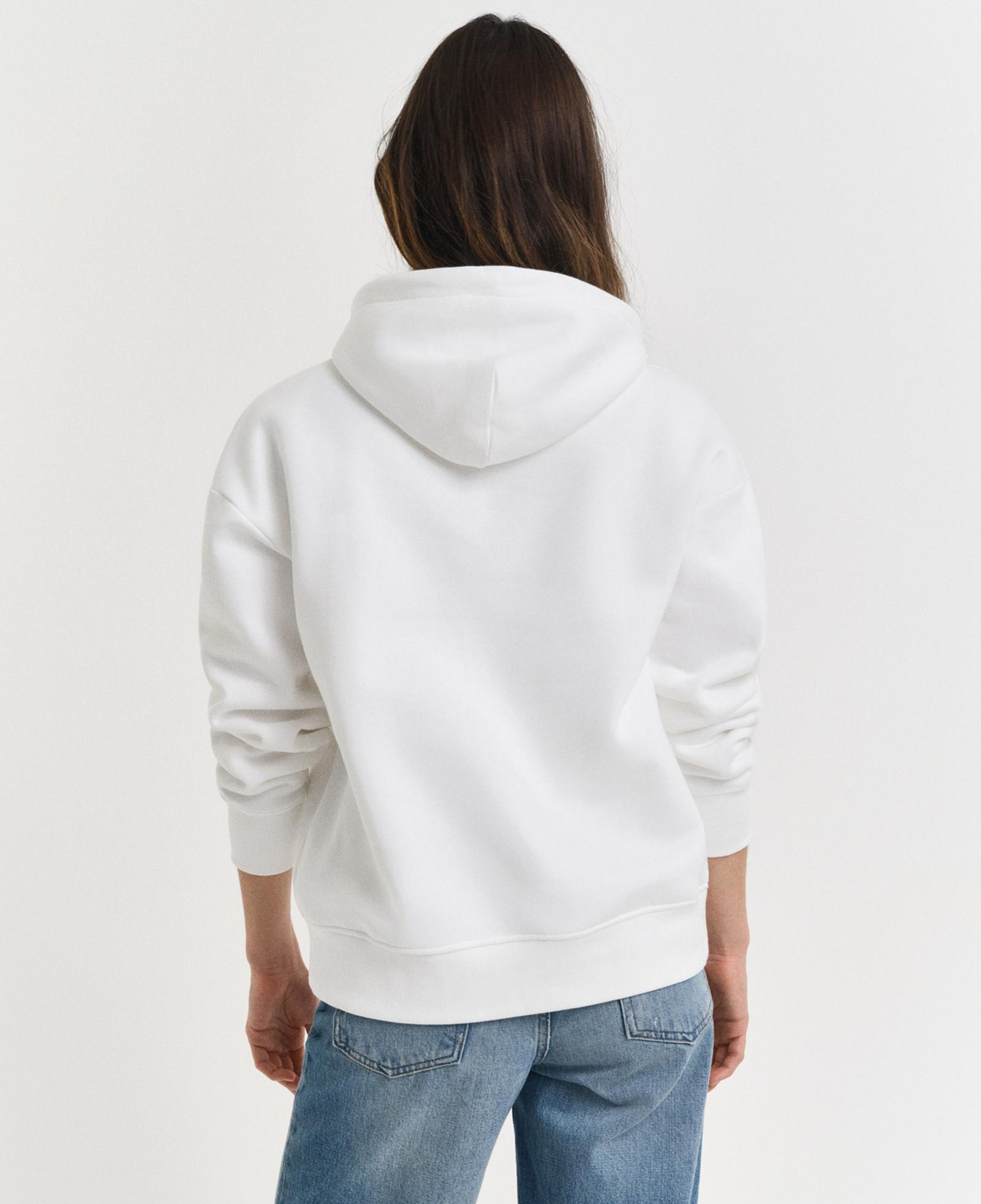 GANT Kadın Beyaz Relaxed Fit Kapüşonlu Sweatshirt