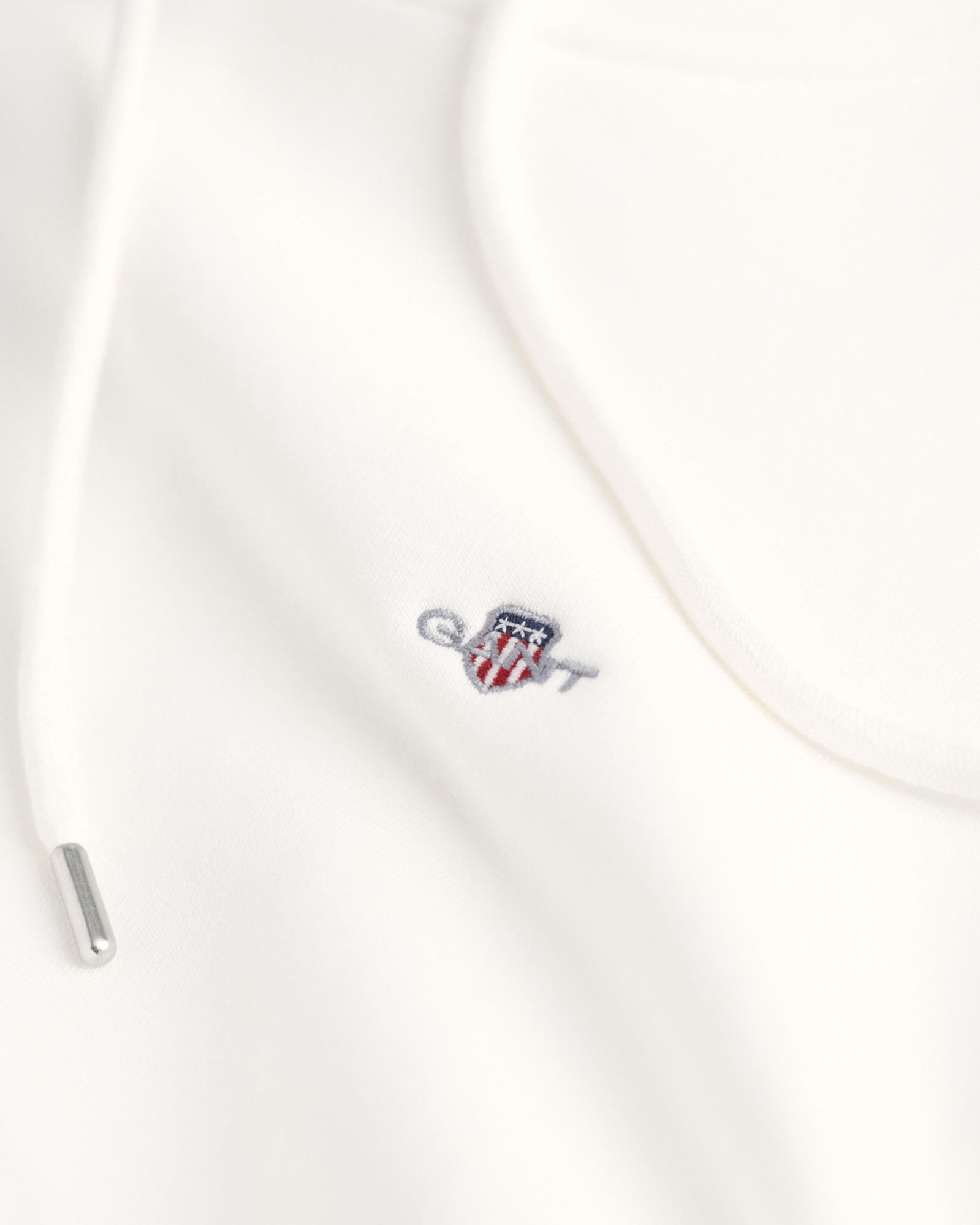 GANT Kadın Beyaz Relaxed Fit Kapüşonlu Sweatshirt