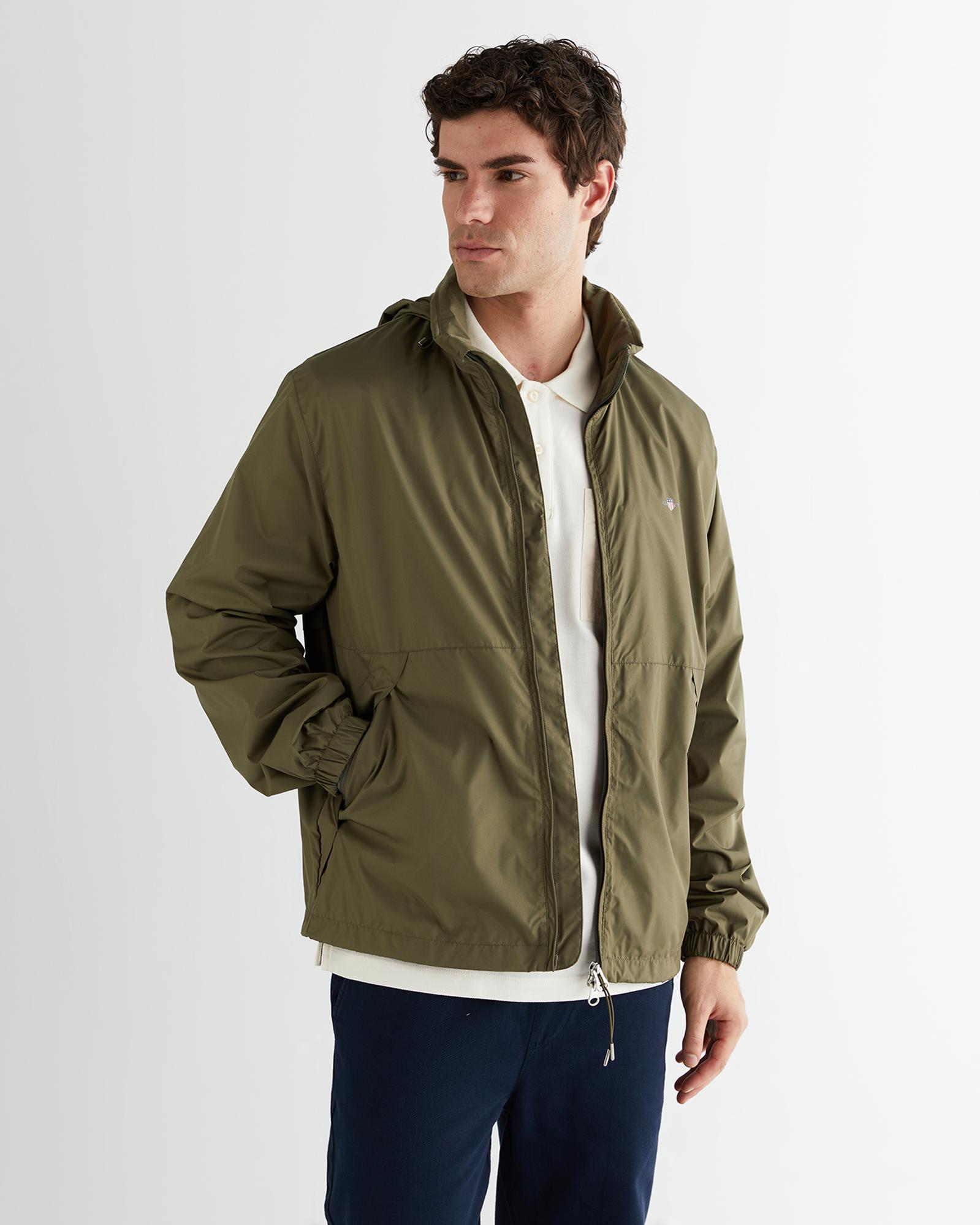 GANT Erkek Yeşil Regular Fit Kapüşonlu Rüzgarlık