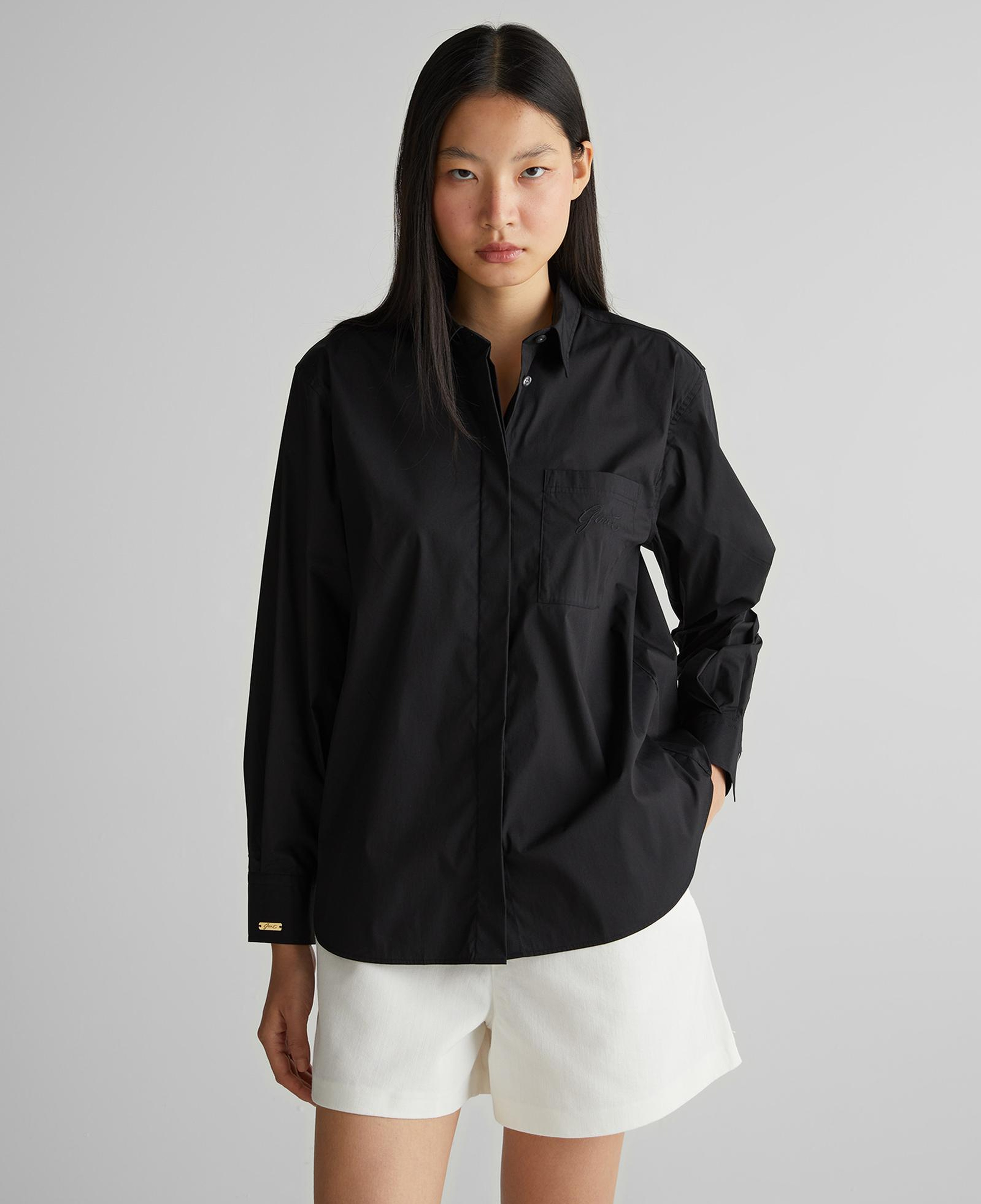 GANT Kadın Siyah Klasik Yaka Gömlek