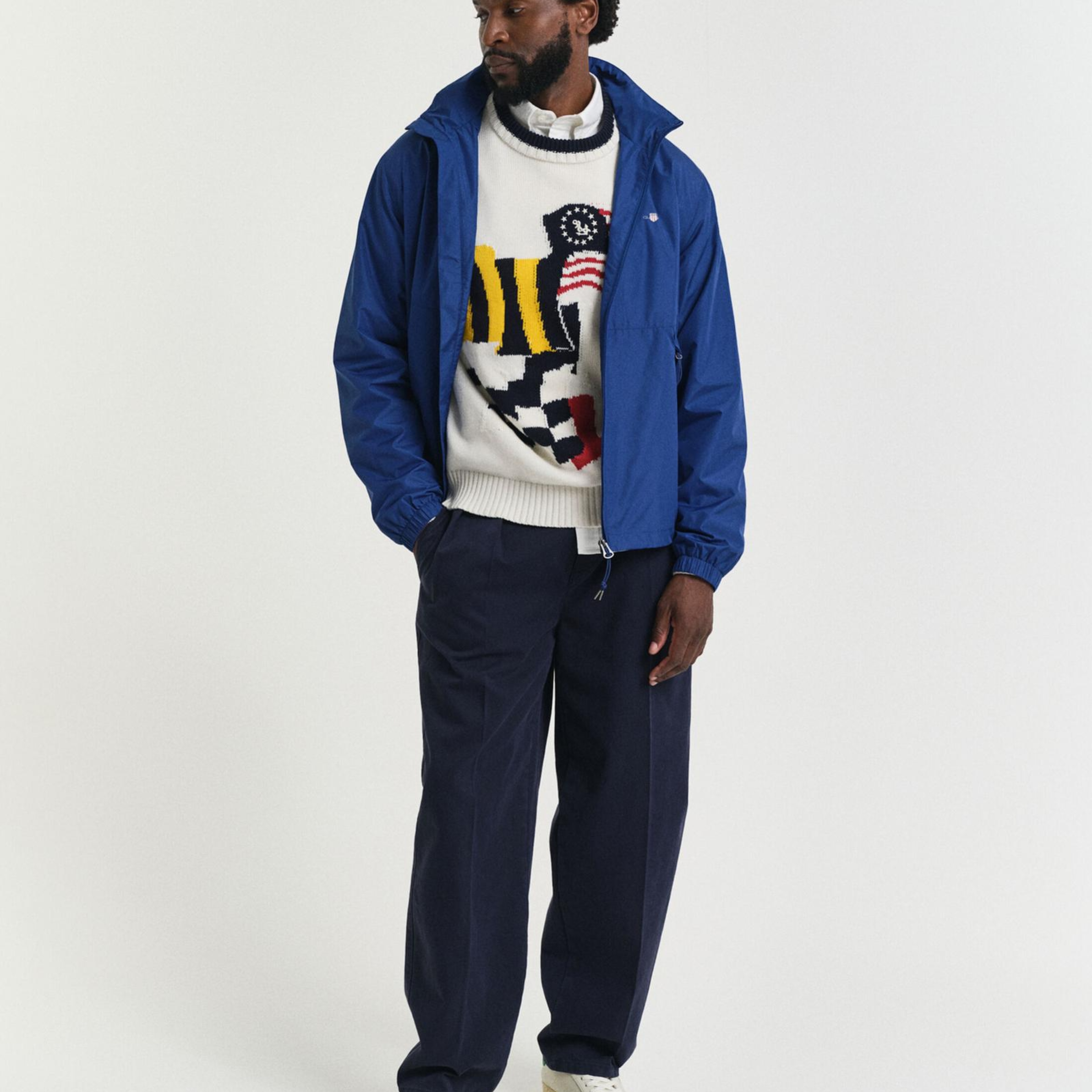 GANT Erkek Mavi Regular Fit Kapüşonlu Rüzgarlık