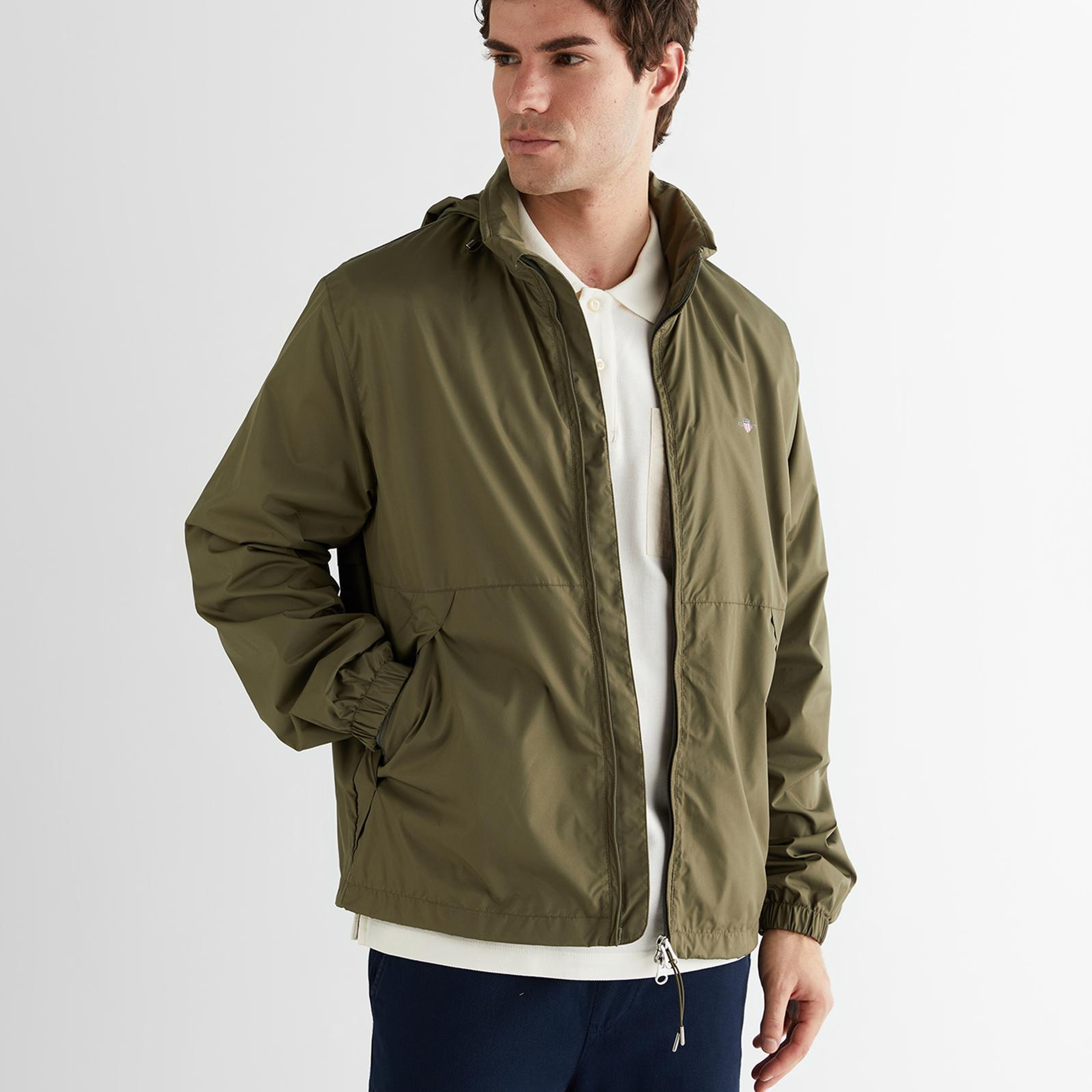Gant Erkek Yeşil Regular Fit Kapüşonlu Rüzgarlık