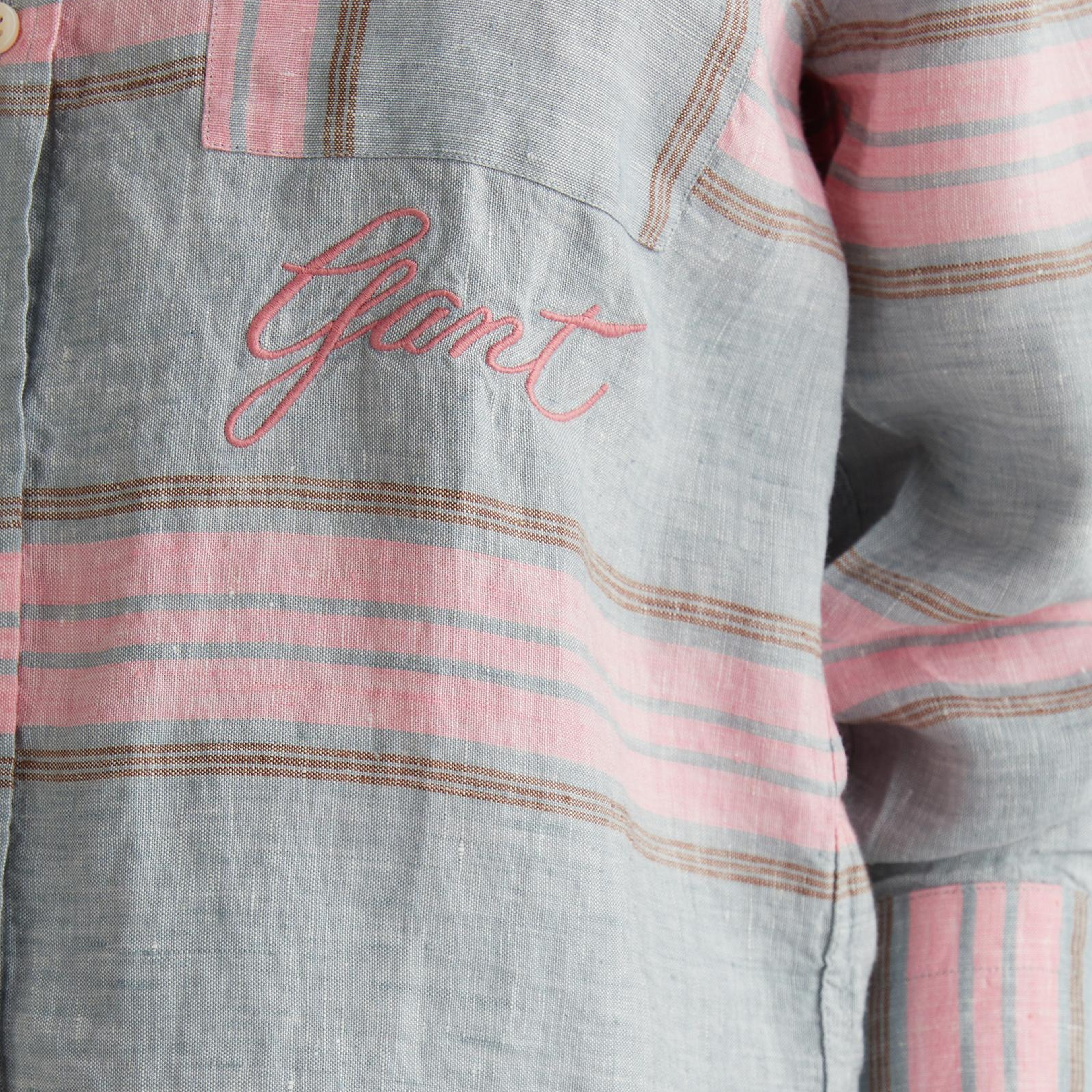 GANT Kadın Gri Klasik Yaka Çizgili Gömlek