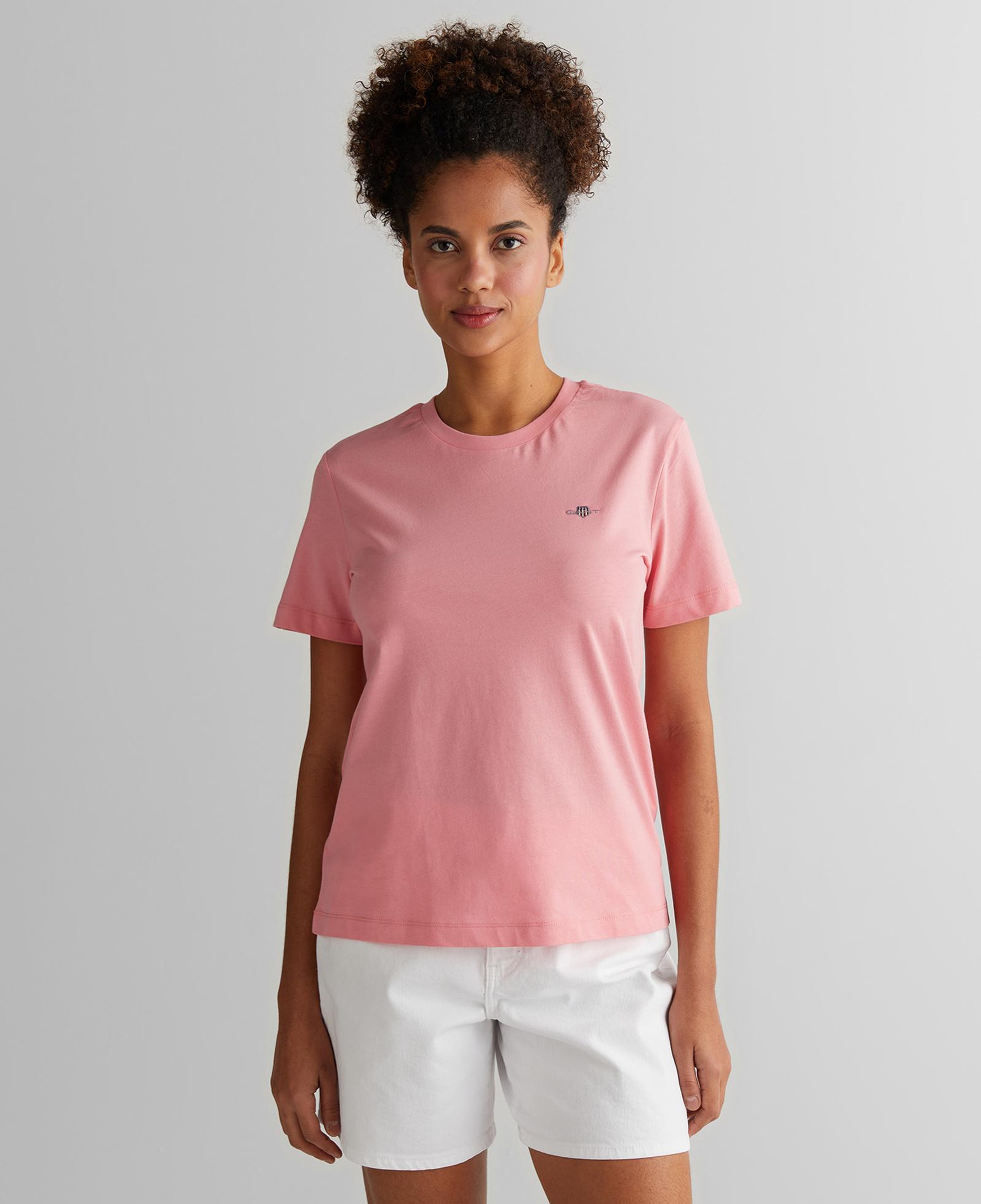 GANT Kadın Pembe Regular Fit Bisiklet Yaka T-Shirt