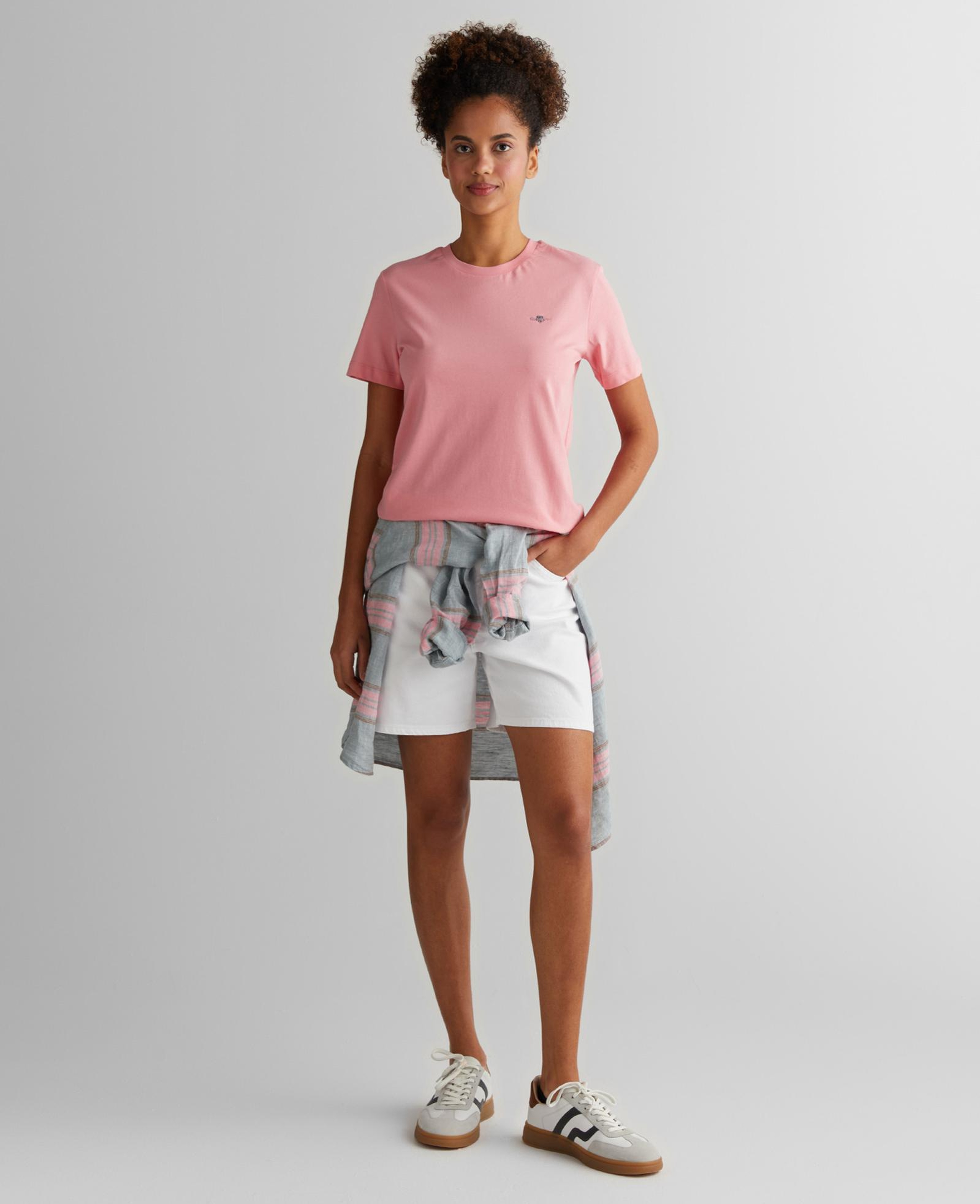 GANT Kadın Pembe Regular Fit Bisiklet Yaka T-Shirt