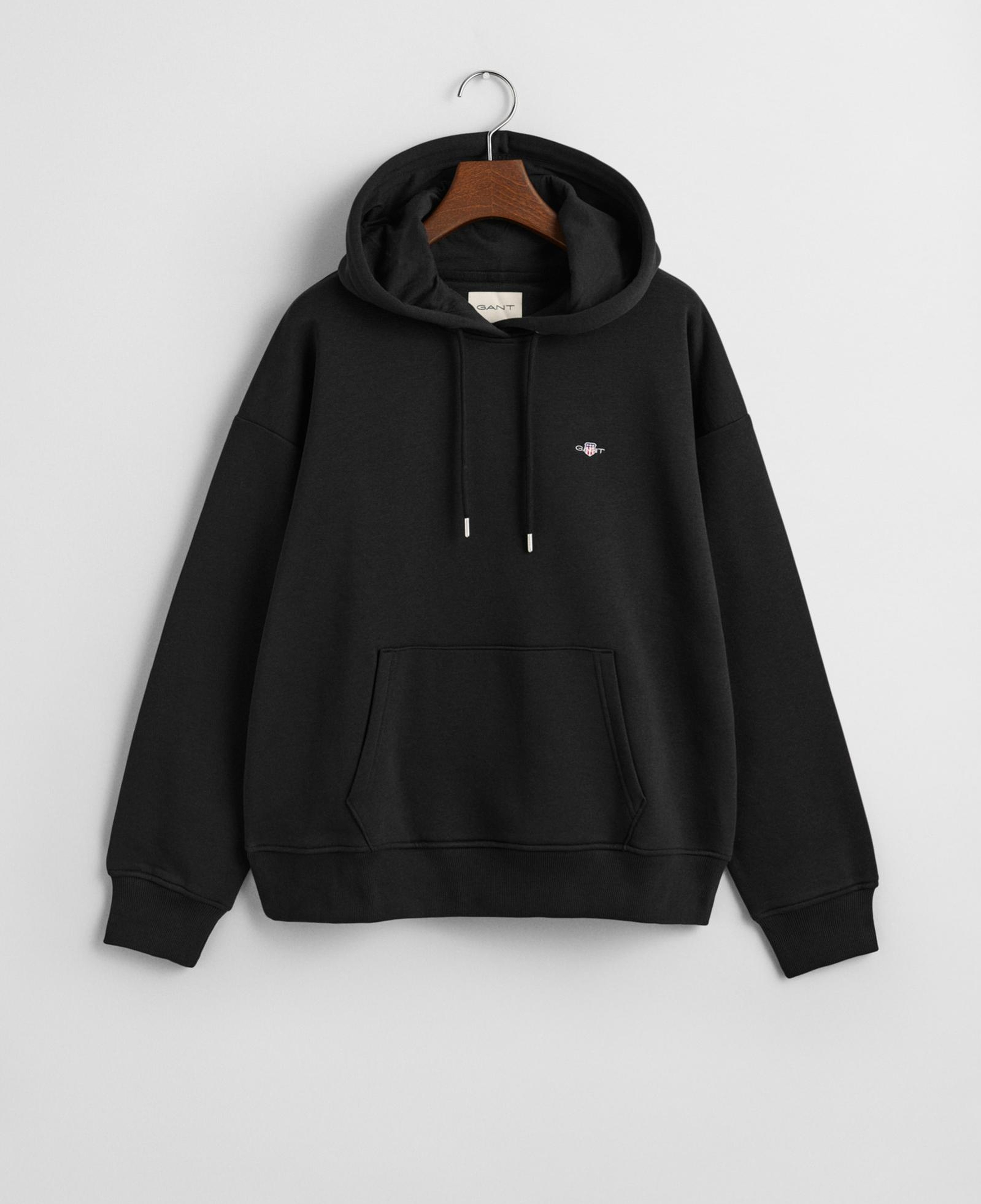 GANT Kadın Siyah Relaxed Fit Kapüşonlu Sweatshirt
