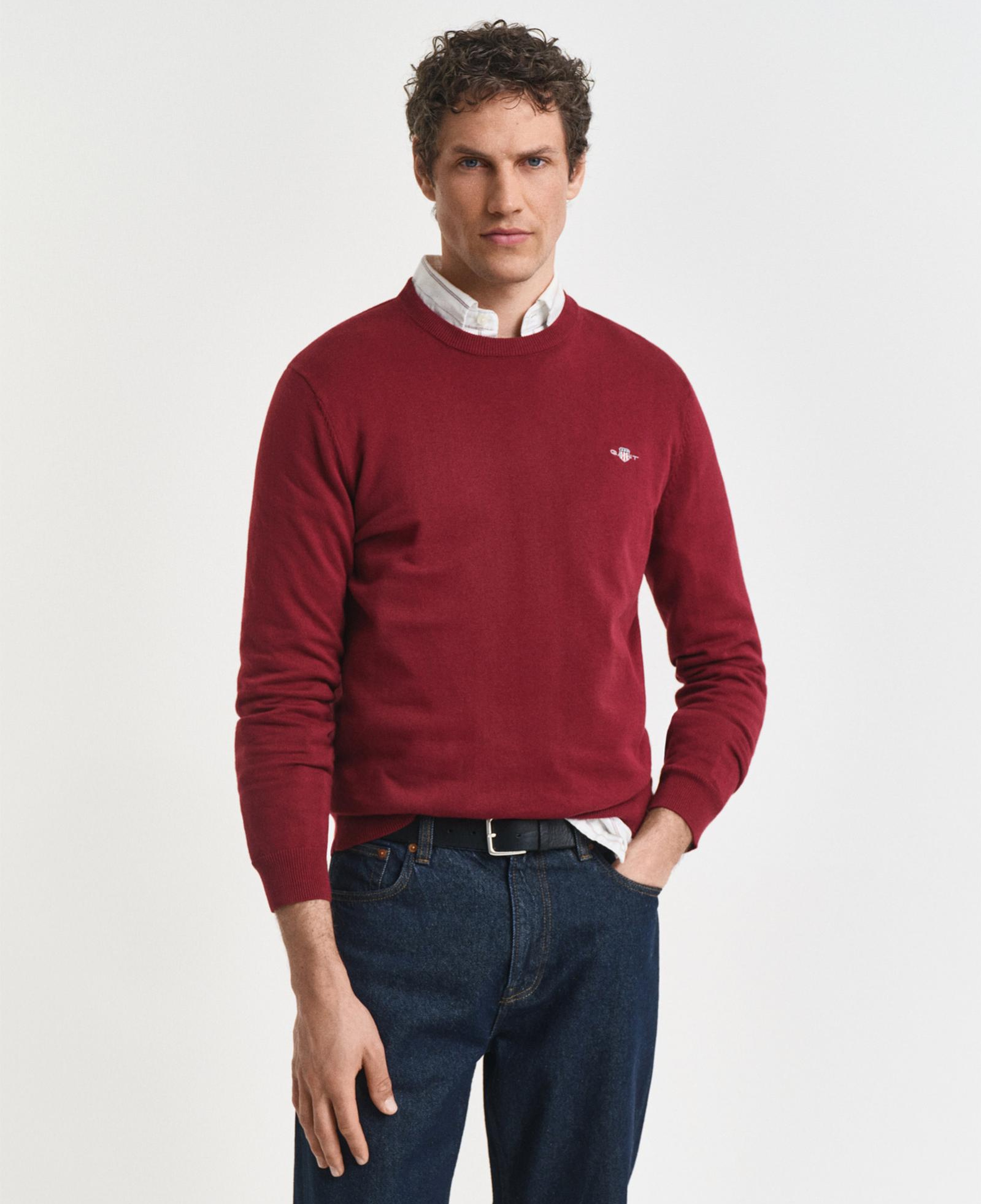 GANT Erkek Bordo Regular Fit Bisiklet Yaka Kazak
