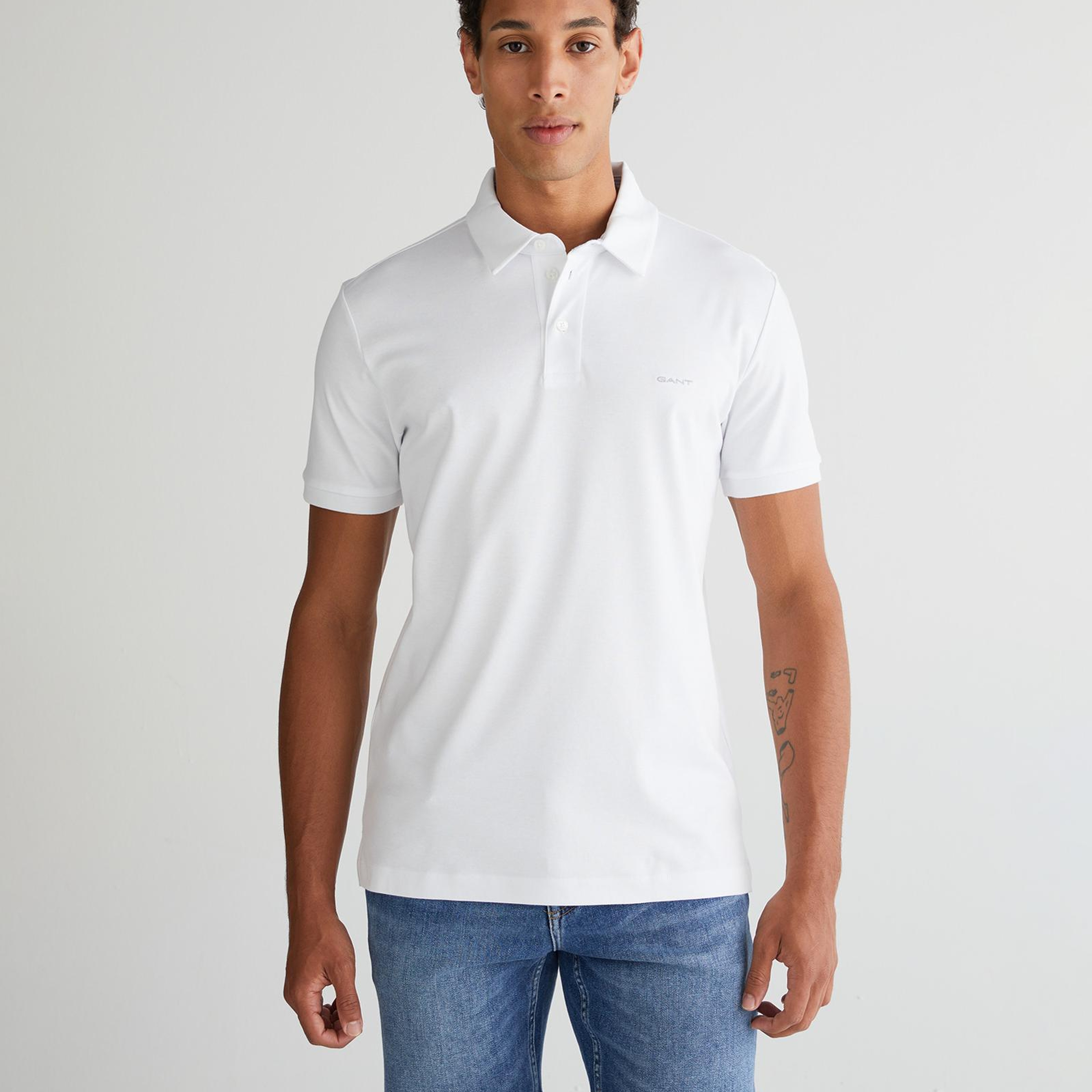 GANT Erkek Beyaz Slim Fit Polo