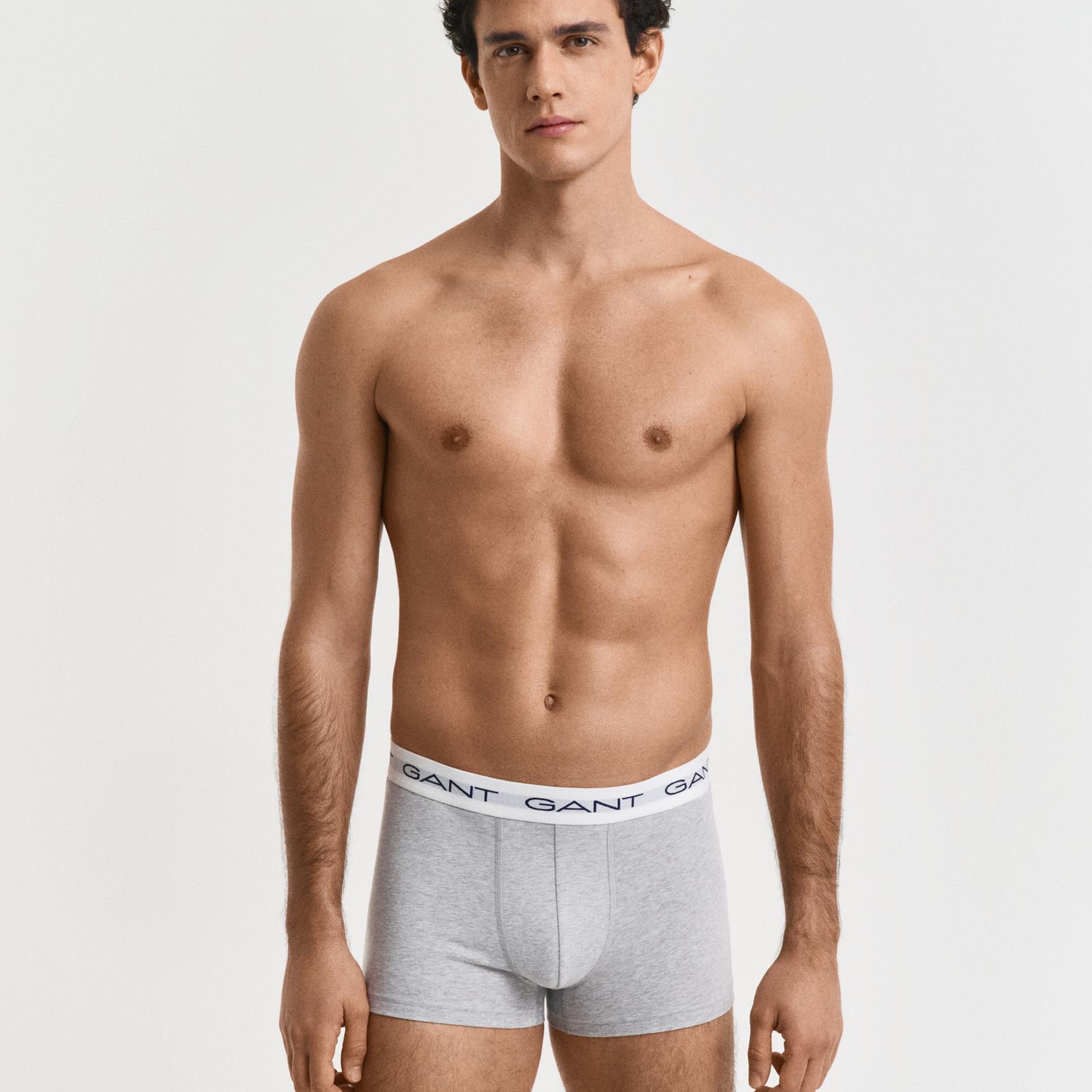 GANT Erkek Gri Slim Fit Logolu 3'lü Boxer