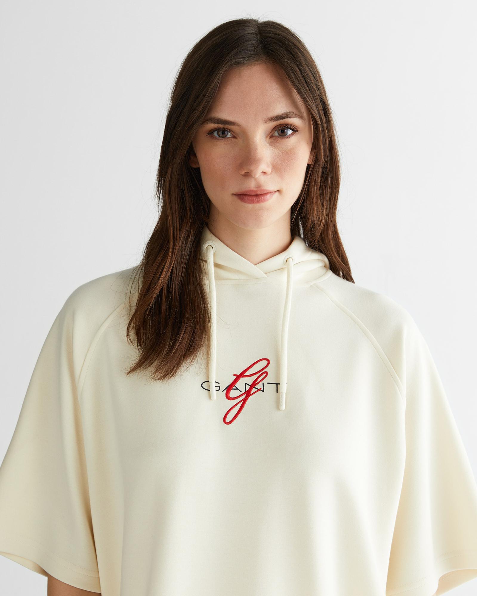 GANT Kadın Krem Bisiklet Yaka Logolu Sweatshirt