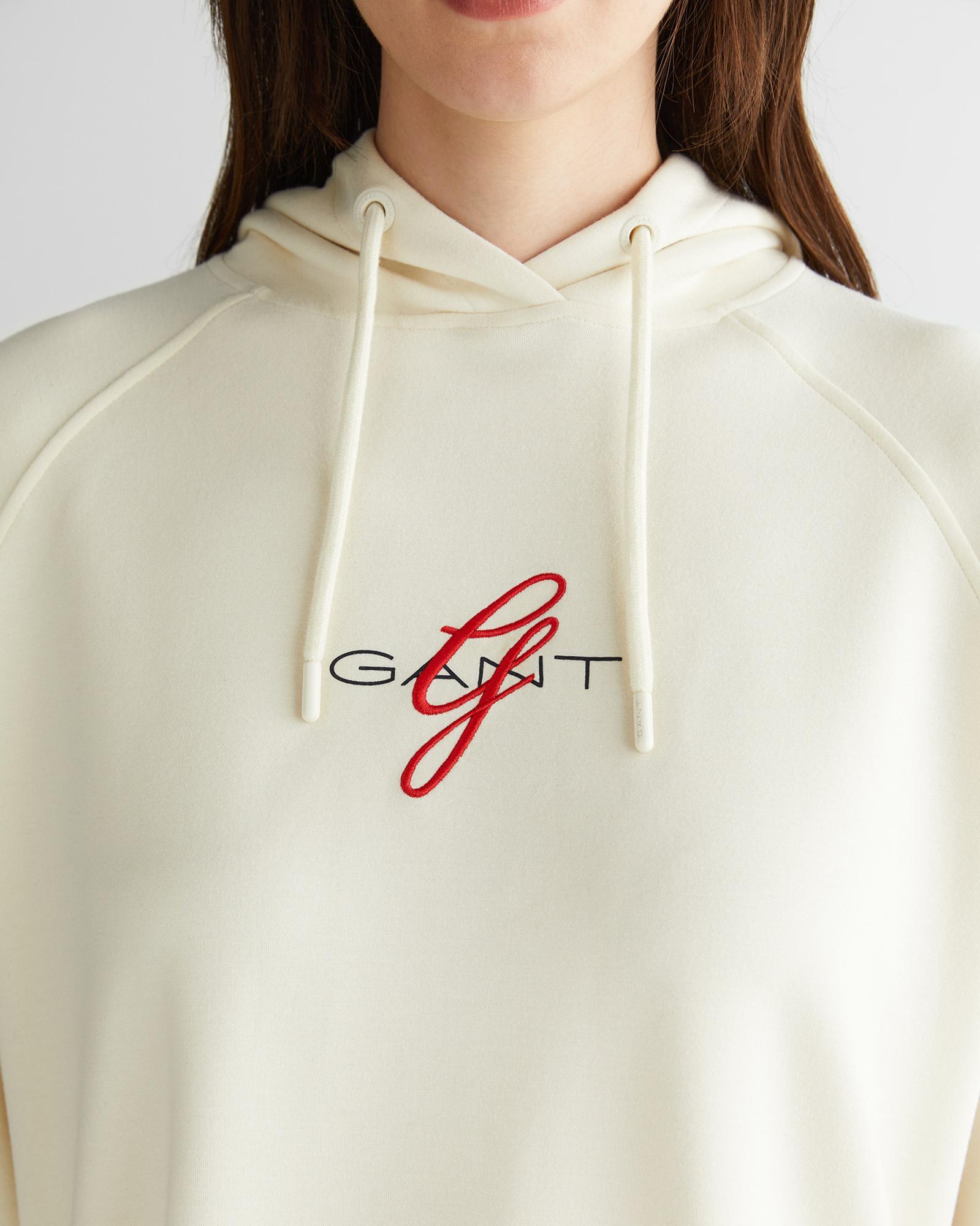 GANT Kadın Krem Bisiklet Yaka Logolu Sweatshirt