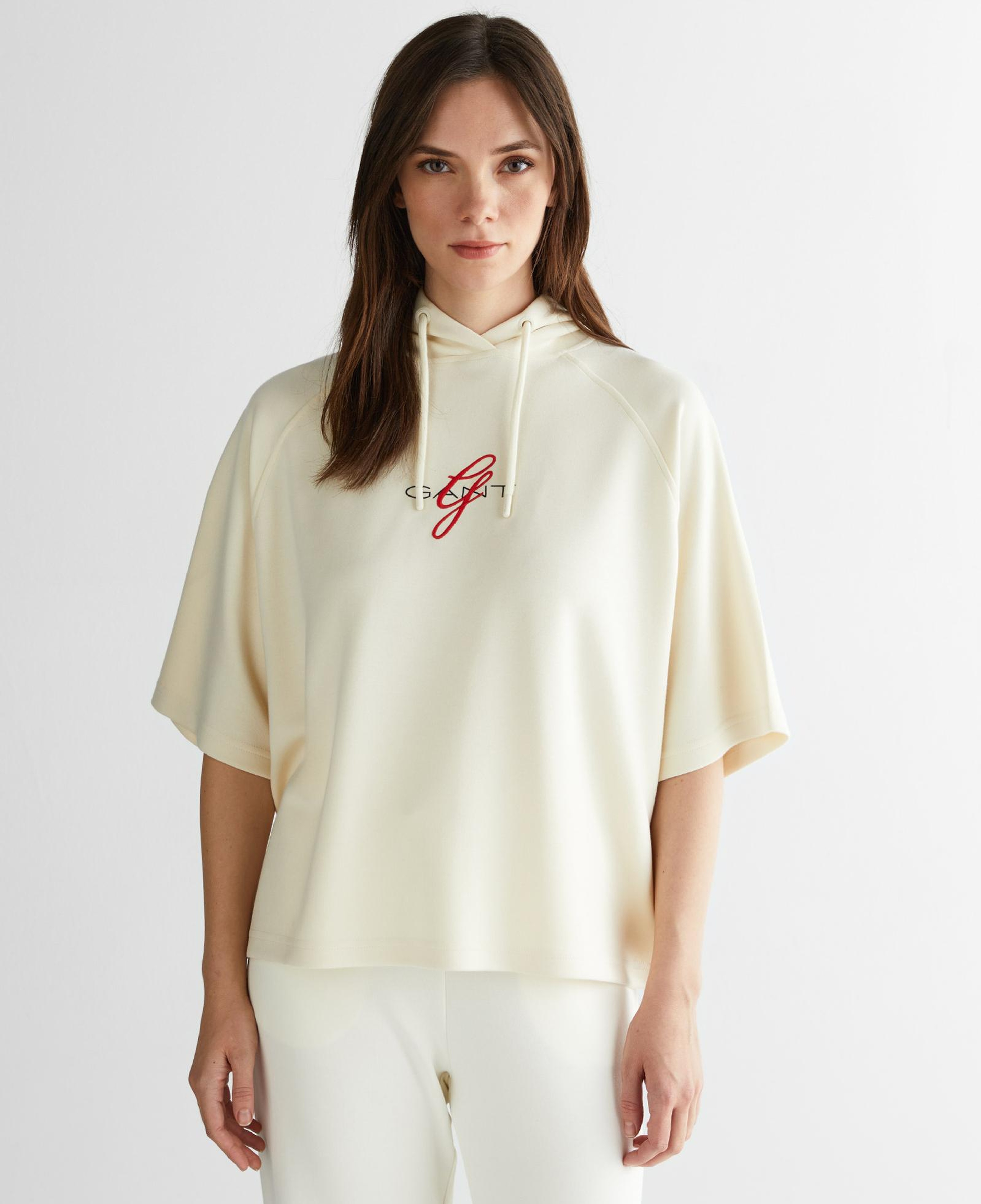 GANT Kadın Krem Bisiklet Yaka Logolu Sweatshirt