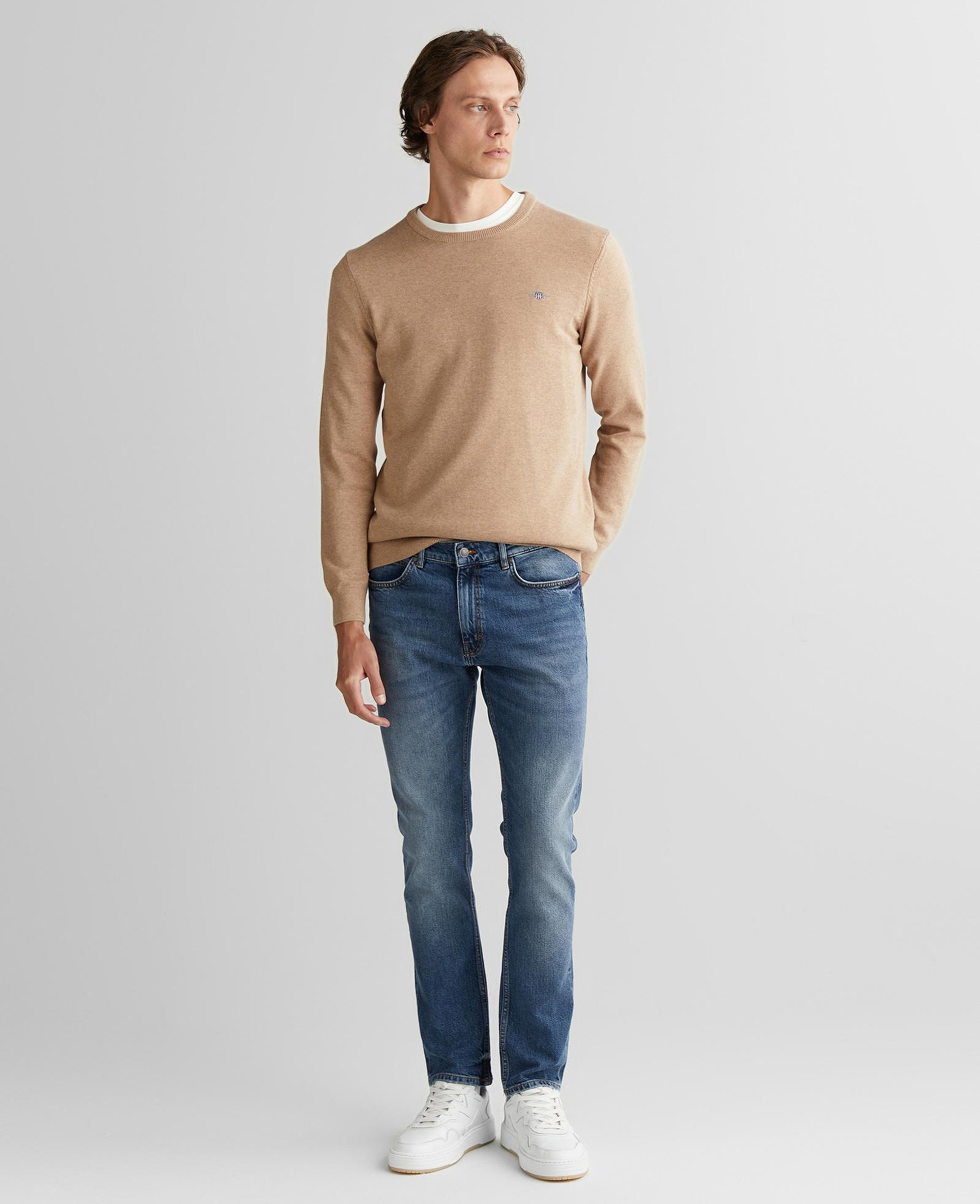 GANT Erkek Bej Regular Fit Bisiklet Yaka Kazak