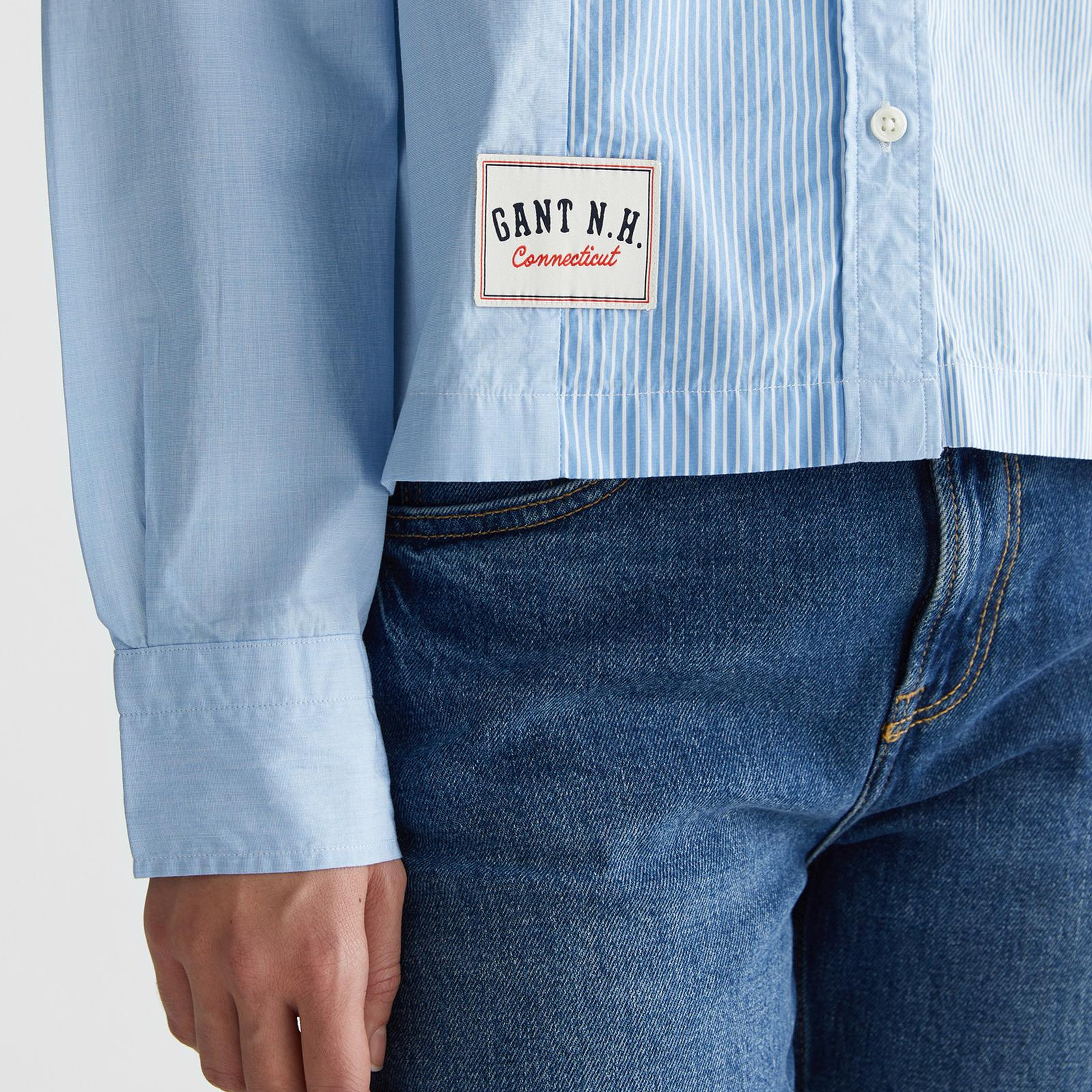 GANT Kadın Mavi Klasik Yaka Çizgili Gömlek