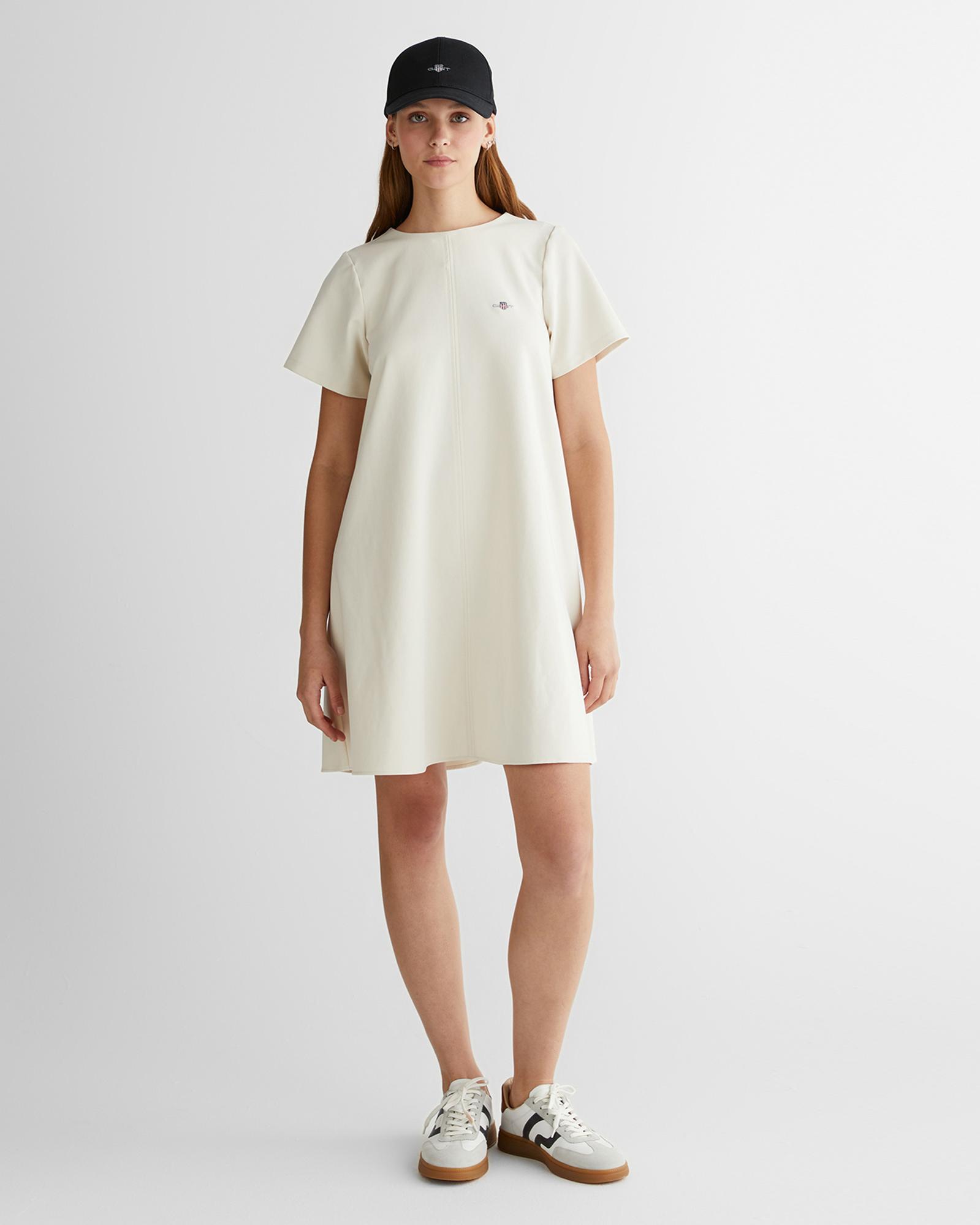 GANT Kadın Krem Bisiklet Yaka Logolu Elbise