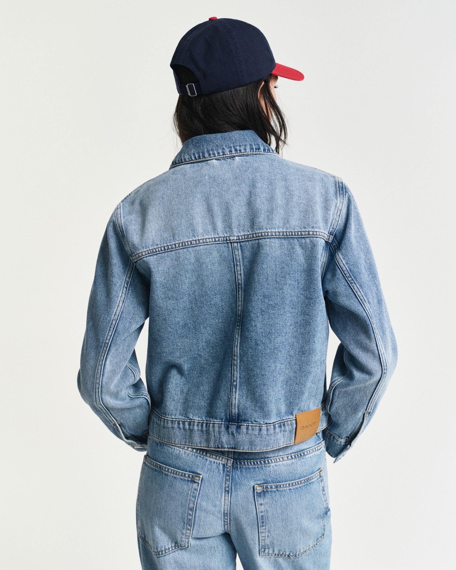 GANT Kadın Mavi Regular Fit Klasik Yaka Denim Ceket