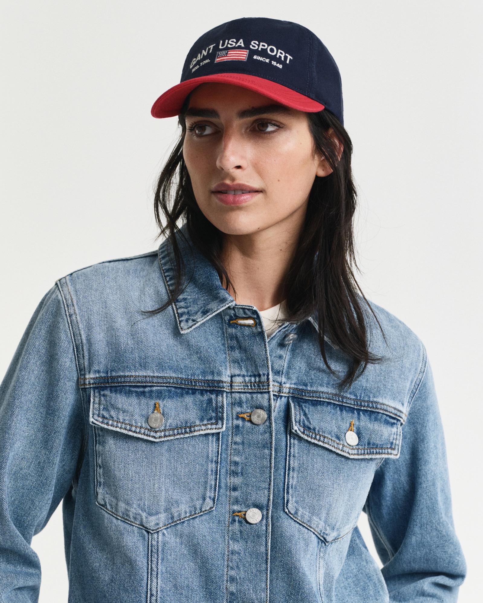 GANT Kadın Mavi Regular Fit Klasik Yaka Denim Ceket