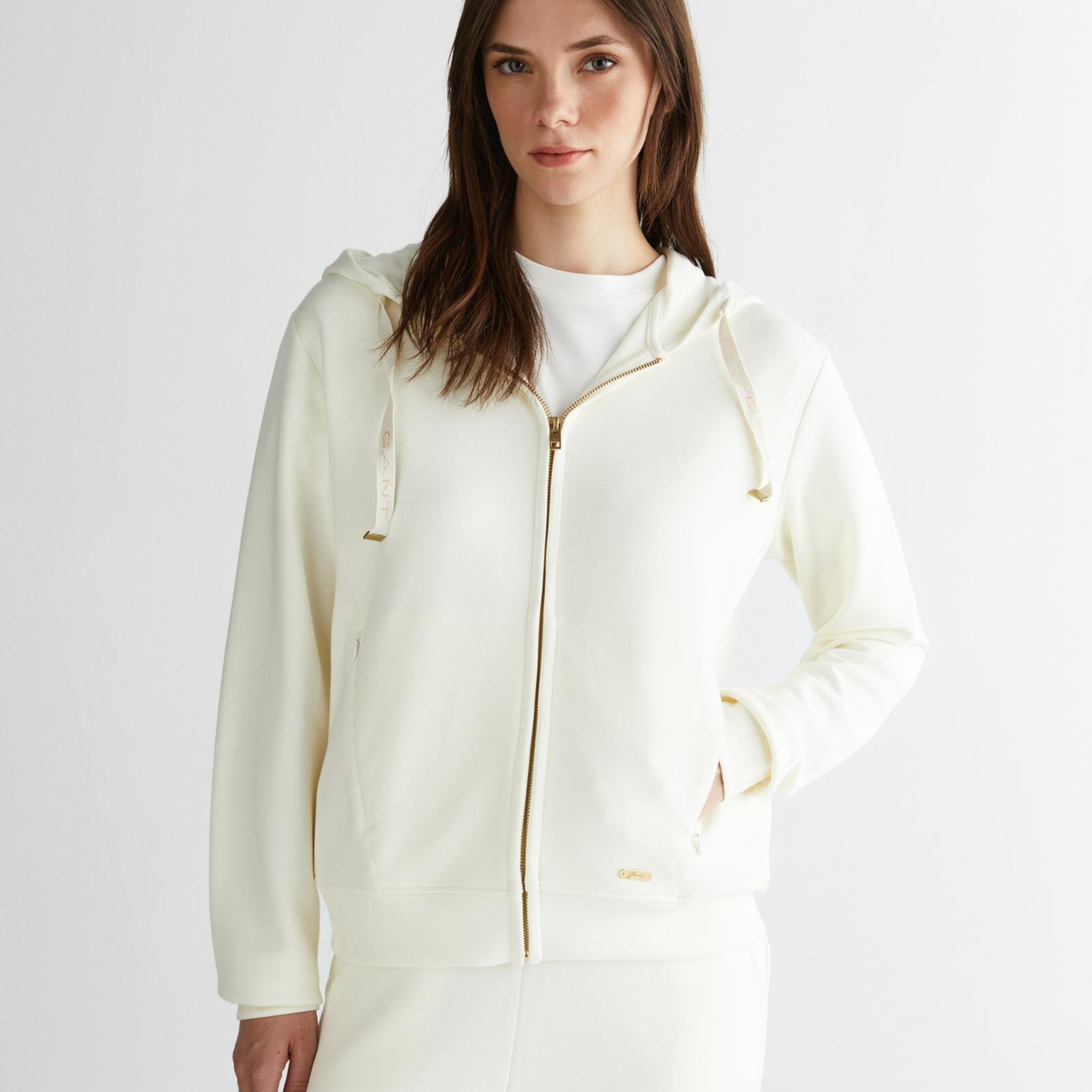 GANT Kadın Krem Kapüşonlu Sweatshirt