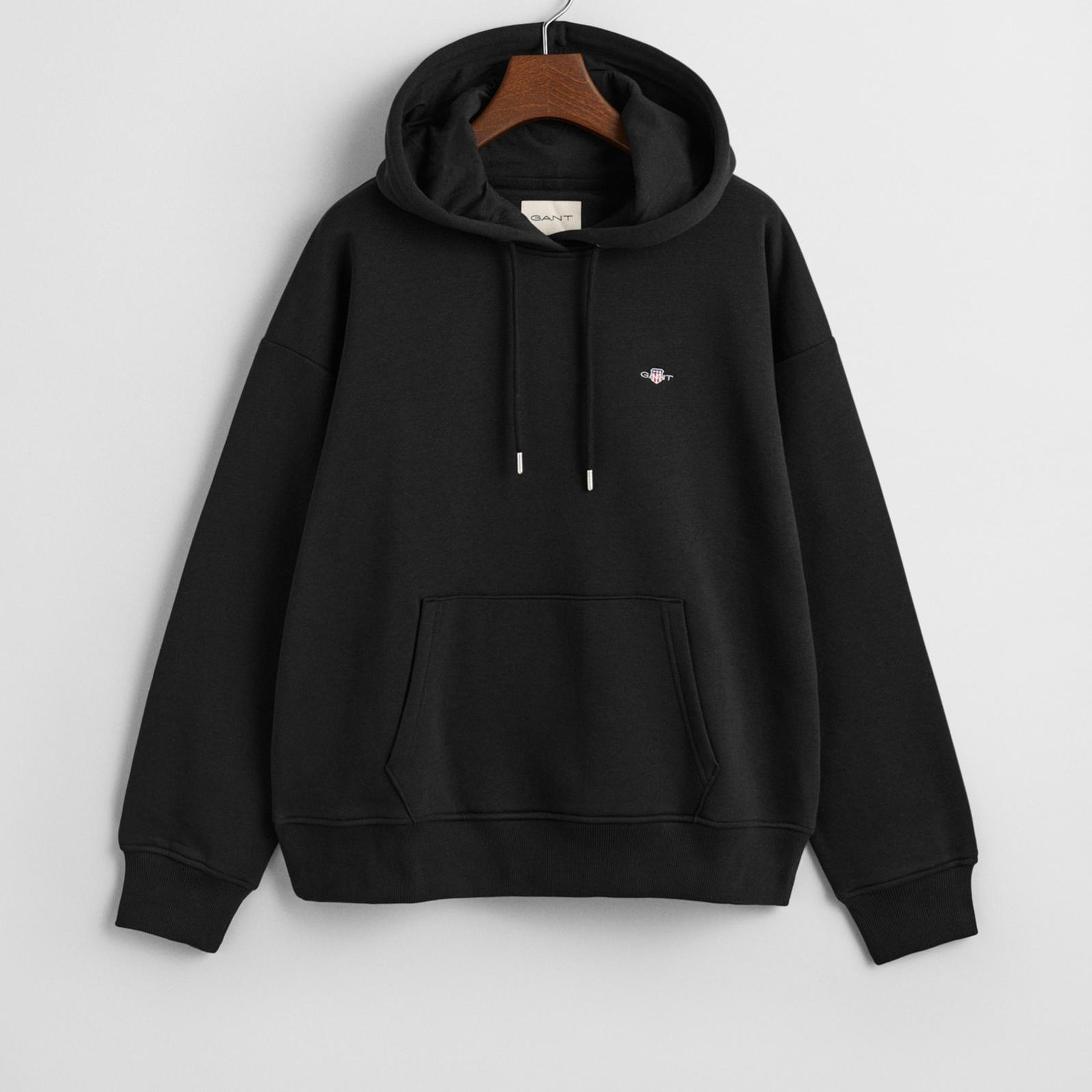 GANT Kadın Siyah Relaxed Fit Kapüşonlu Sweatshirt