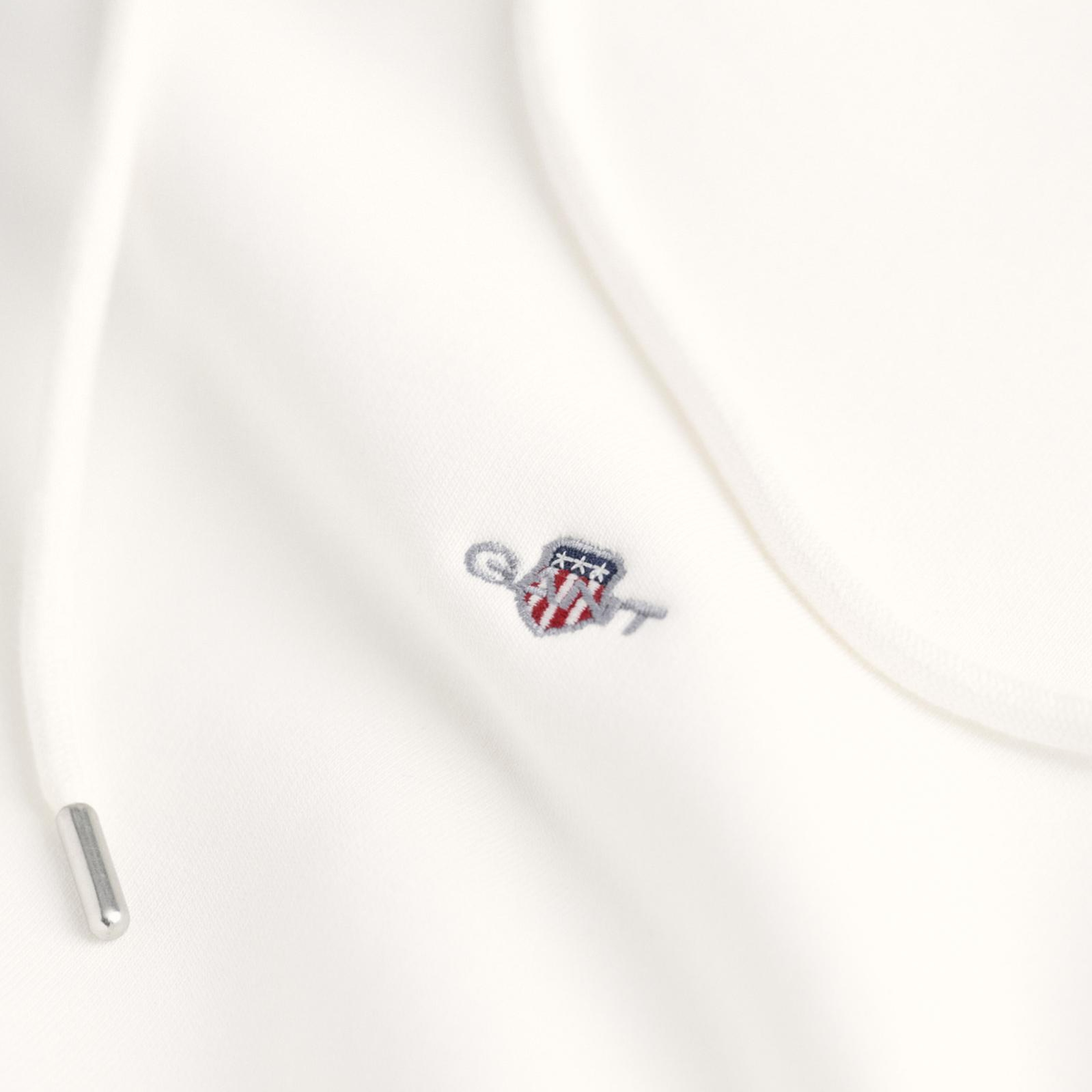 GANT Kadın Beyaz Relaxed Fit Kapüşonlu Sweatshirt