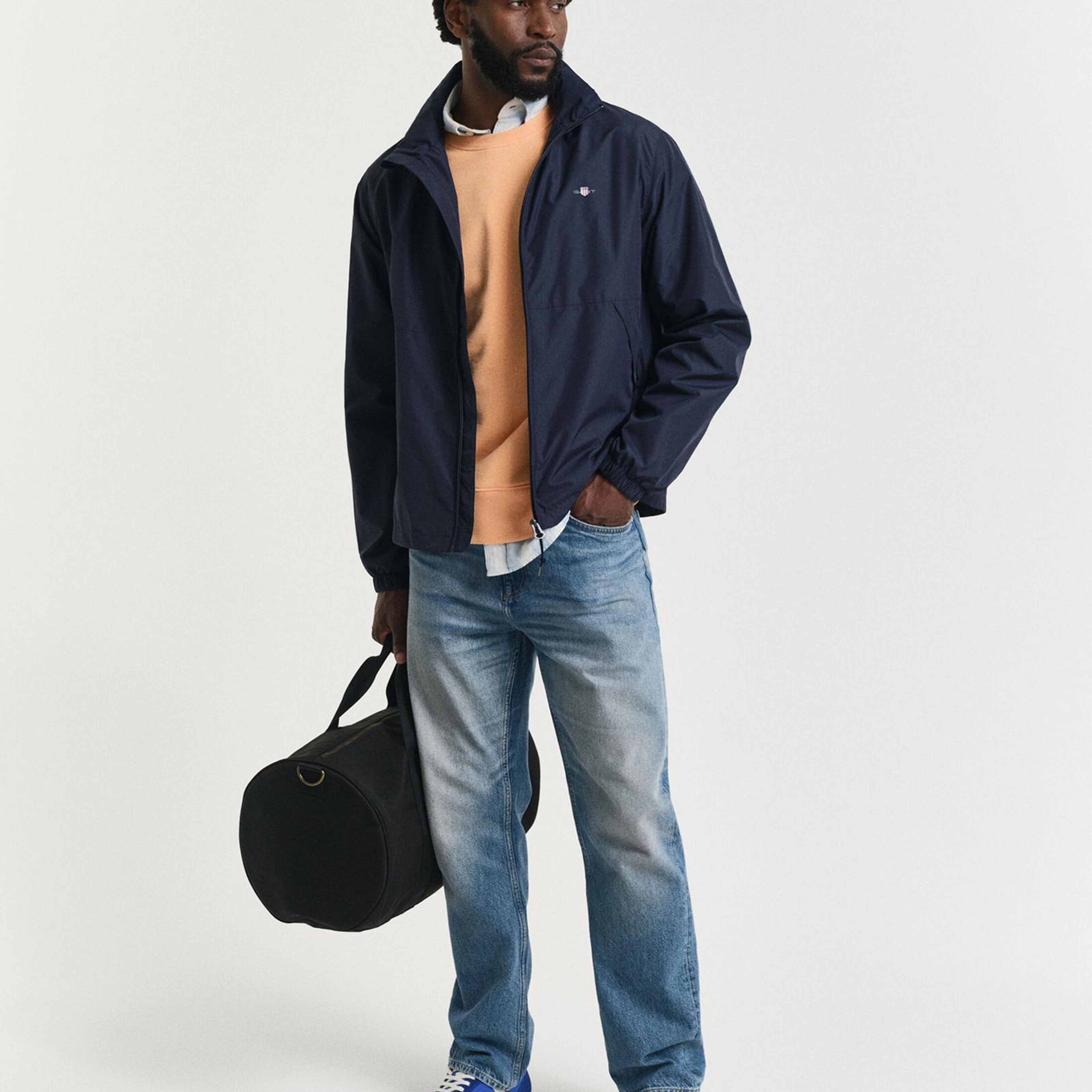 GANT Erkek Lacivert Regular Fit Kapüşonlu Rüzgarlık