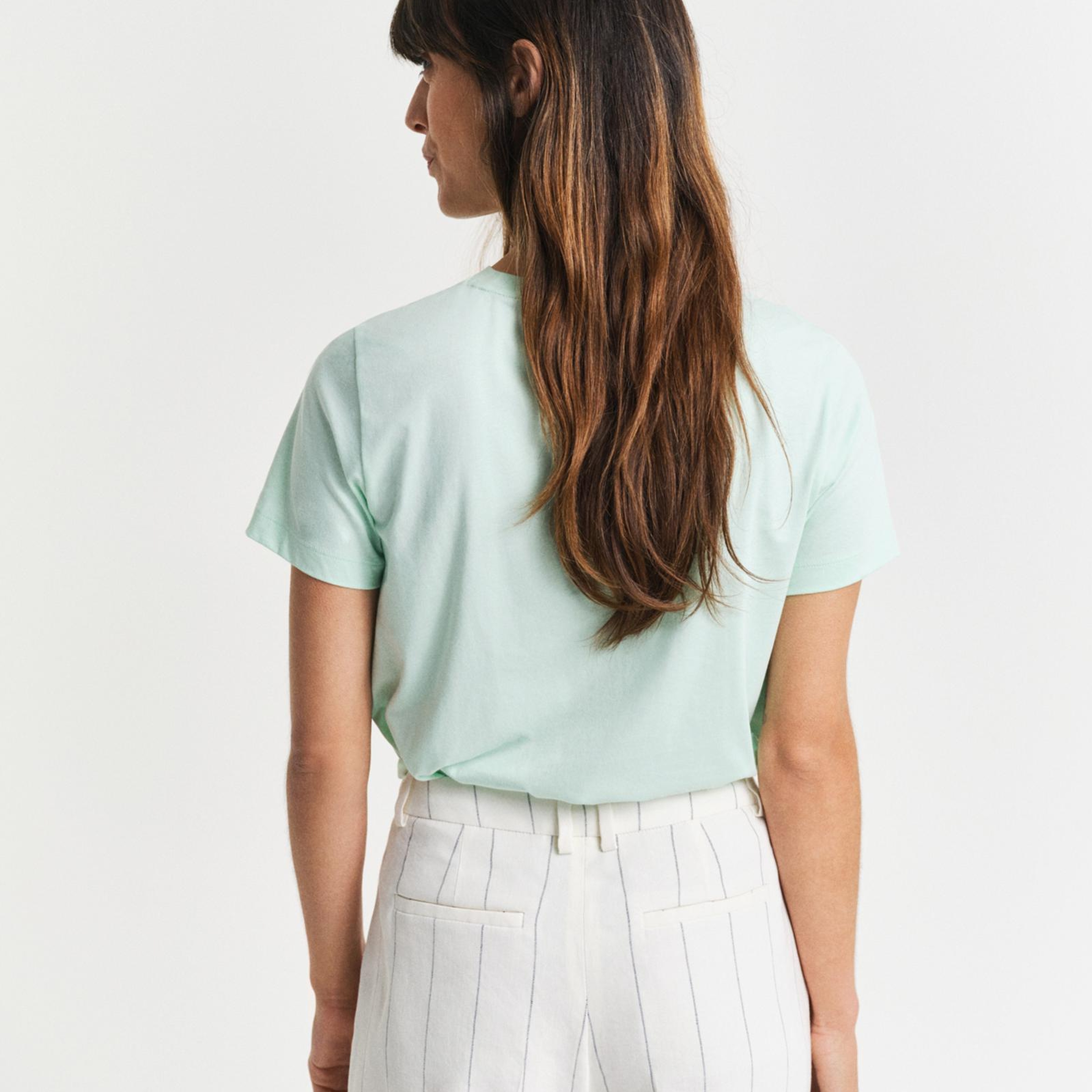 GANT Kadın Yeşil Regular Fit Bisiklet Yaka T-Shirt