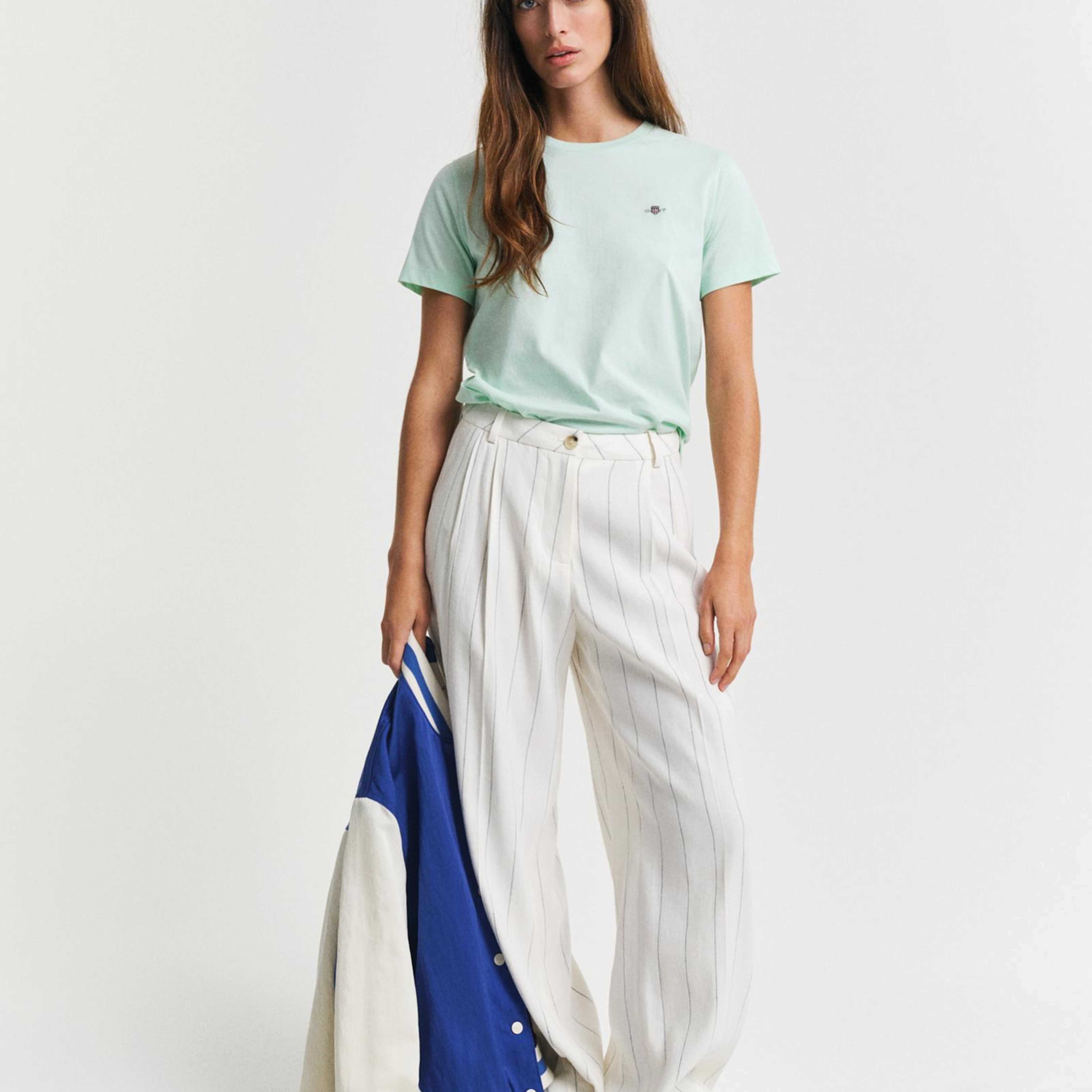 GANT Kadın Yeşil Regular Fit Bisiklet Yaka T-Shirt