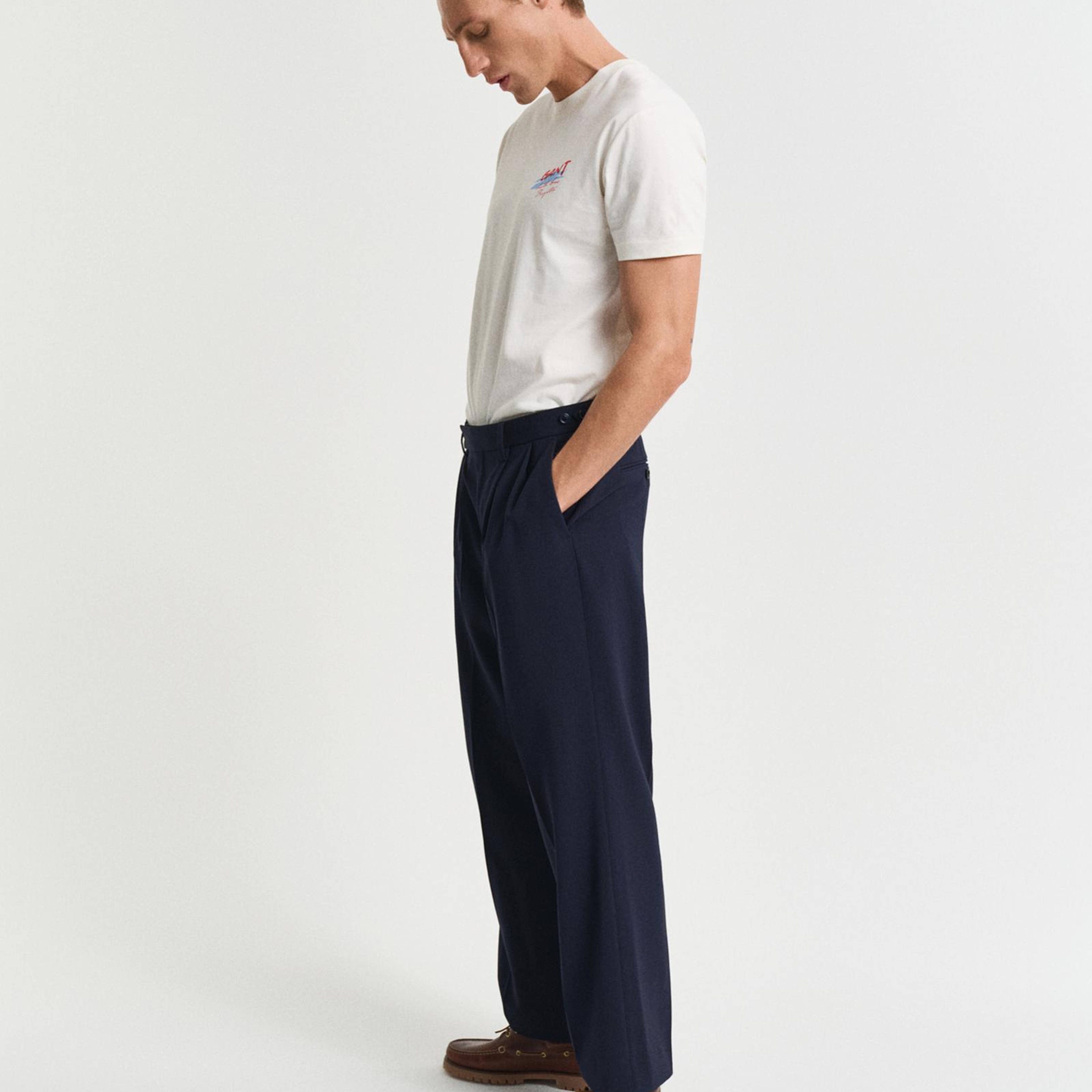 GANT Erkek Krem Regular Fit Bisiklet Yaka Logolu T-Shirt