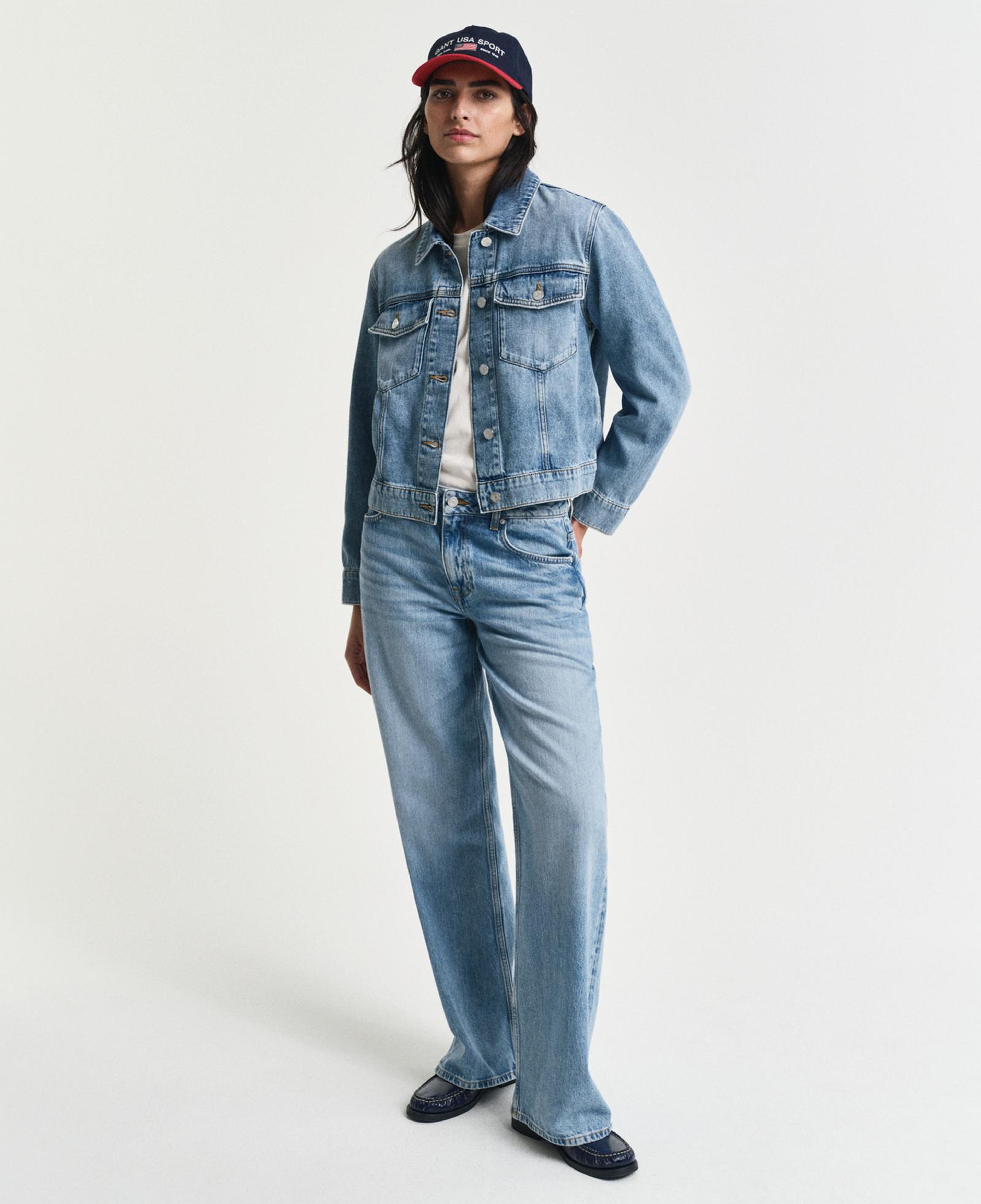 GANT Kadın Mavi Regular Fit Klasik Yaka Denim Ceket