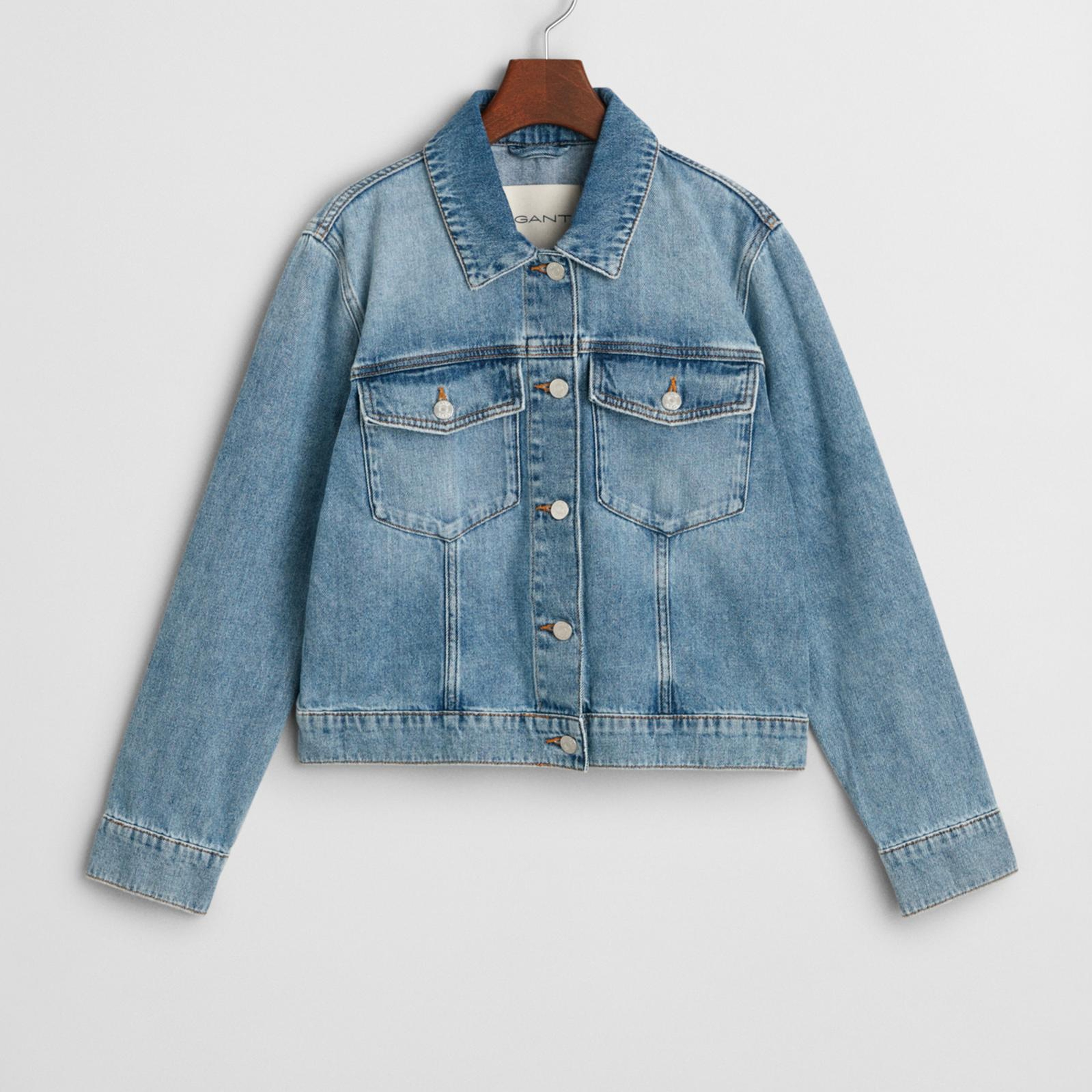 GANT Kadın Mavi Regular Fit Klasik Yaka Denim Ceket