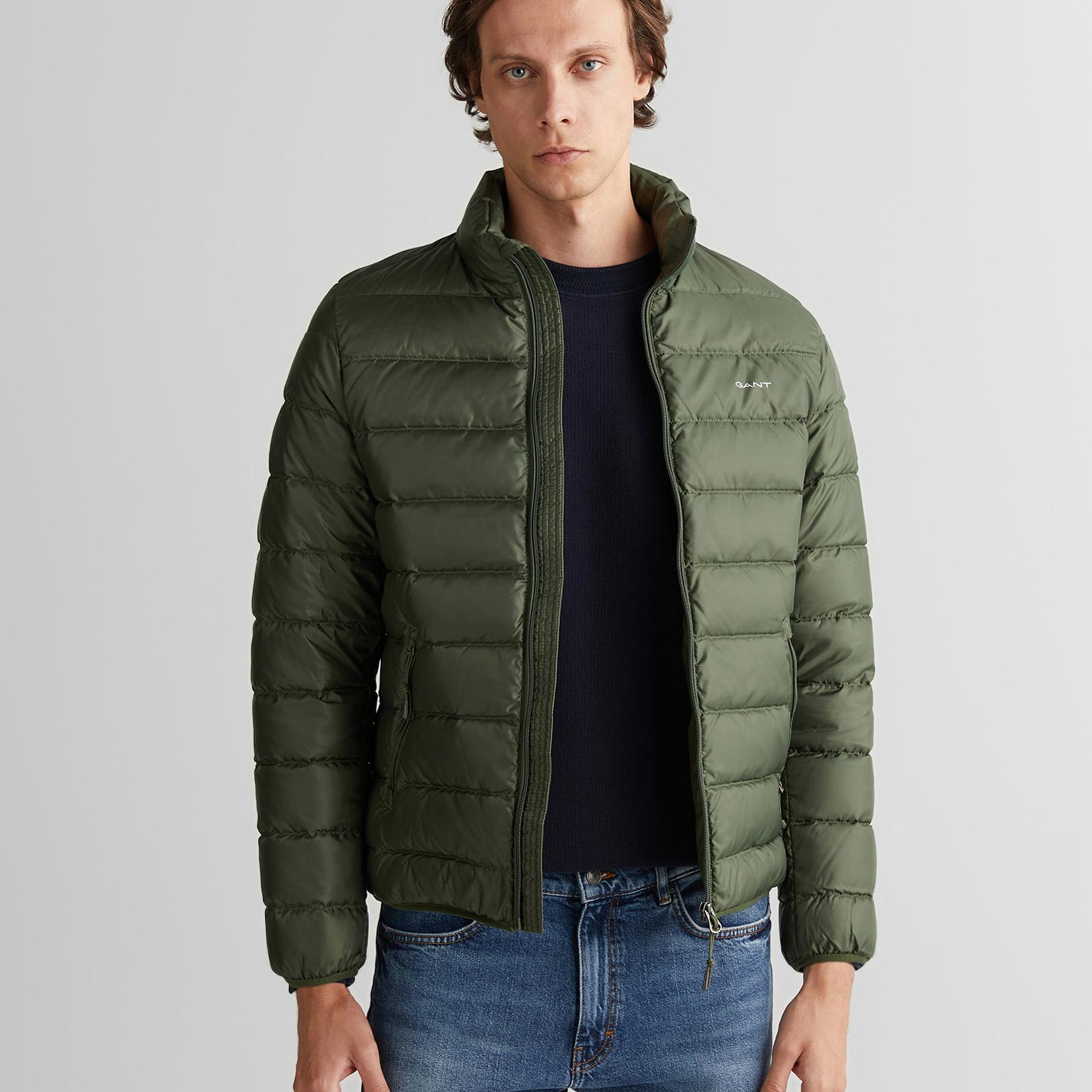 GANT Erkek Yeşil Regular Fit Dik Yaka Kaz Tüyü Mont